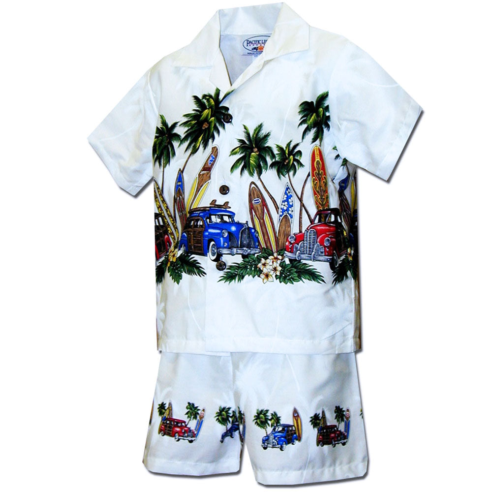 Hawaiian Woodies White Boy's Cabana Set