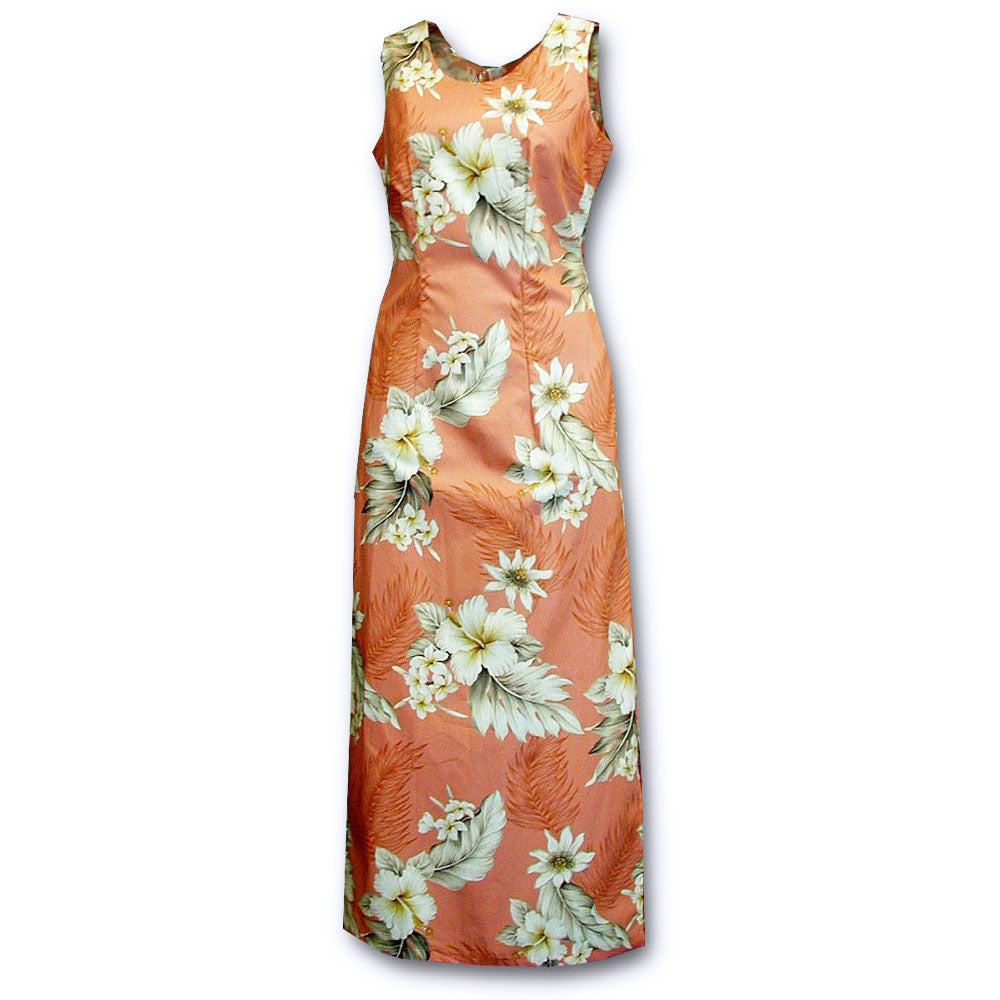 Floral Garden Peach Long Tank Dress AlohaFunWear.com Floral Garden Peach Long Tank Dress AlohaFunWear.com