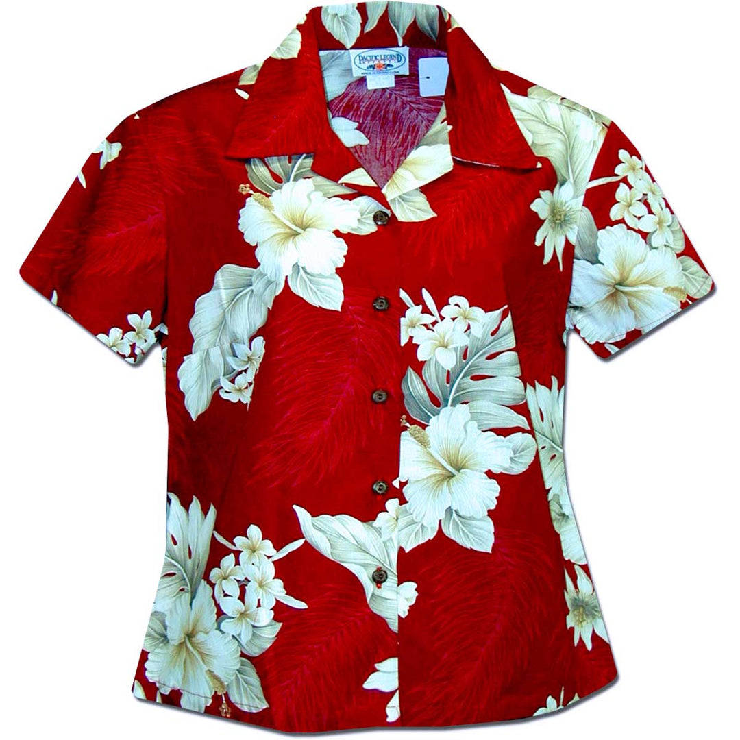 Floral Garden Fire Fitted Women's Hawaiian Shirt