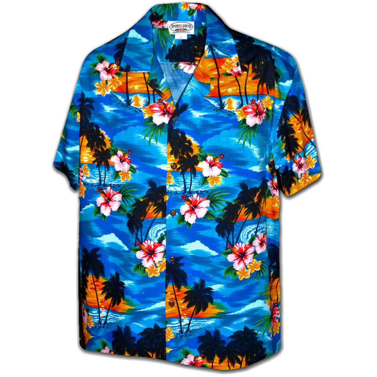 348-3104 Blue Pacific Legend Ladies Fitted Hawaiian Shirt