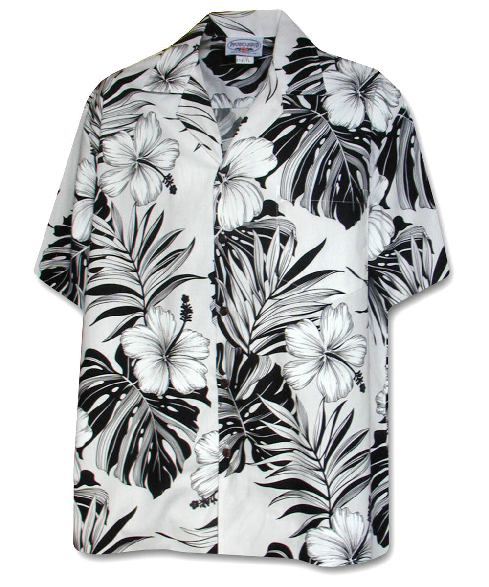 Big Hibiscus White Hawaiian Shirt
