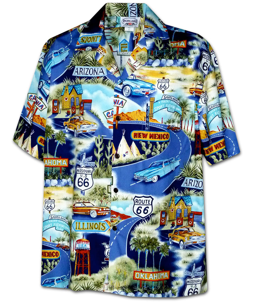 Historic Route 66 Navy Hawaiian Shirt