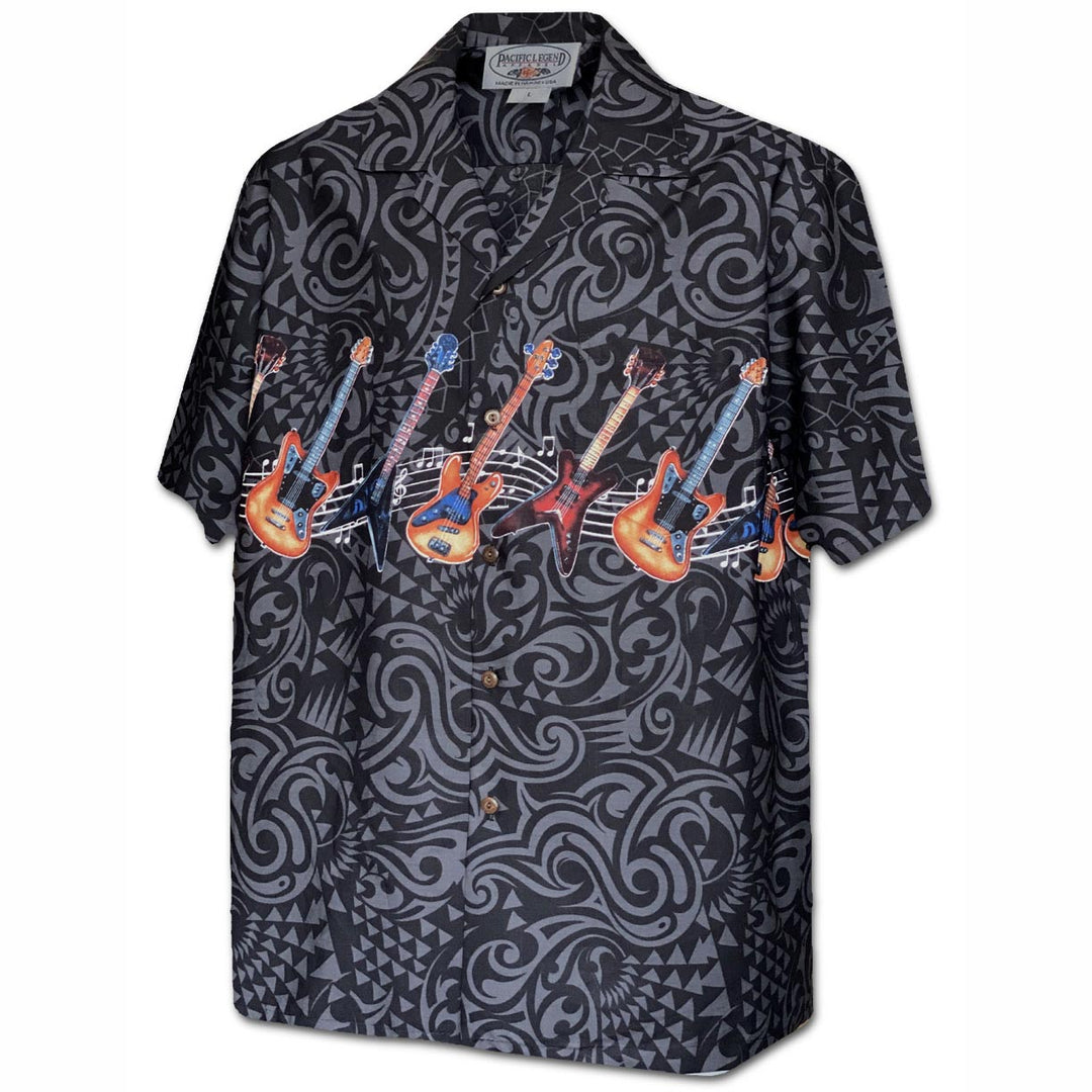 Guitar Rock Black Hawaiian Shirt