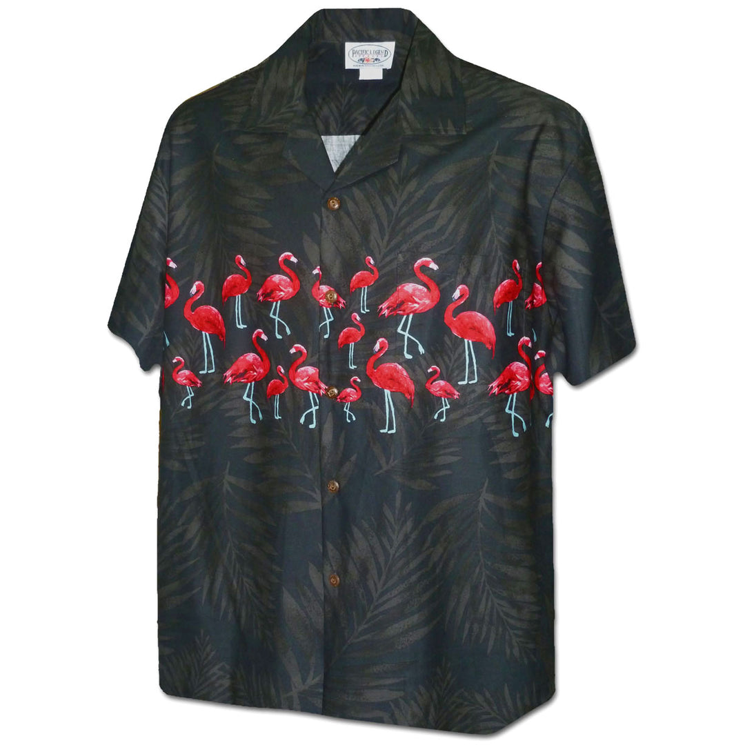 Flamingo Family Black Hawaiian Shirt