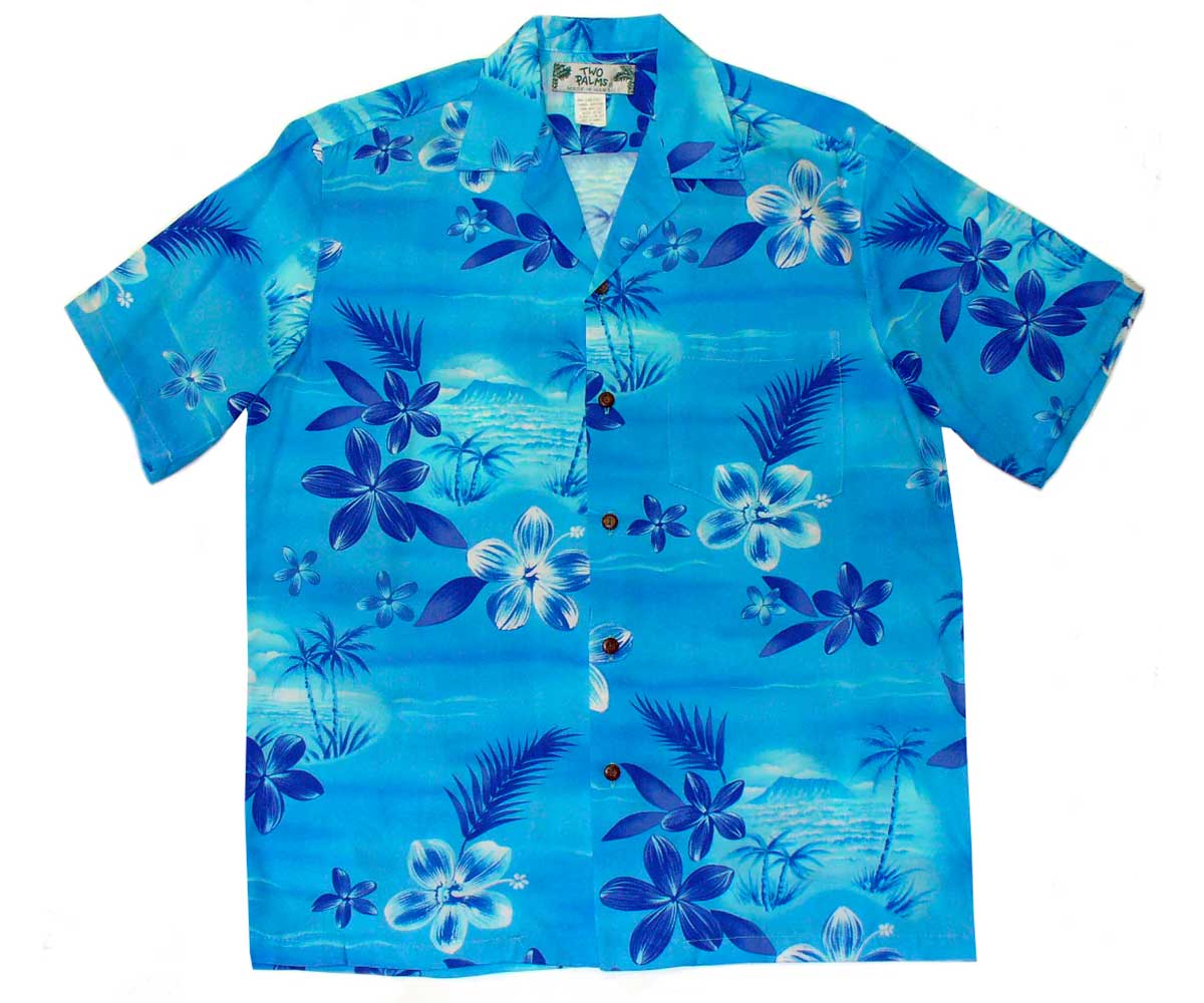 Two Palms Golden Pineapple Navy Rayon Men's Hawaiian Shirt , M