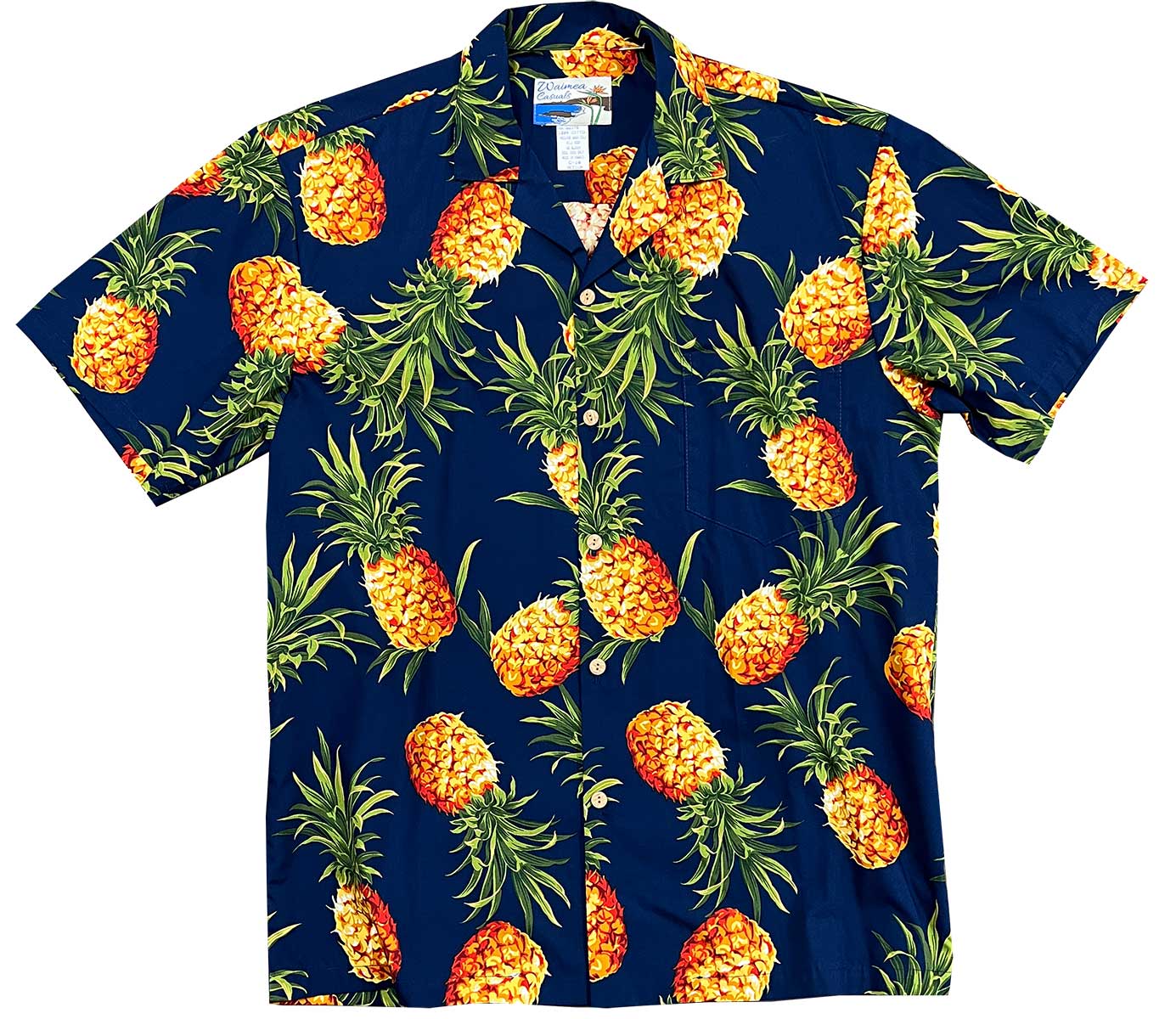 Waimea Casuals Pineapple Gold Navy Hawaiian Shirt 4XL