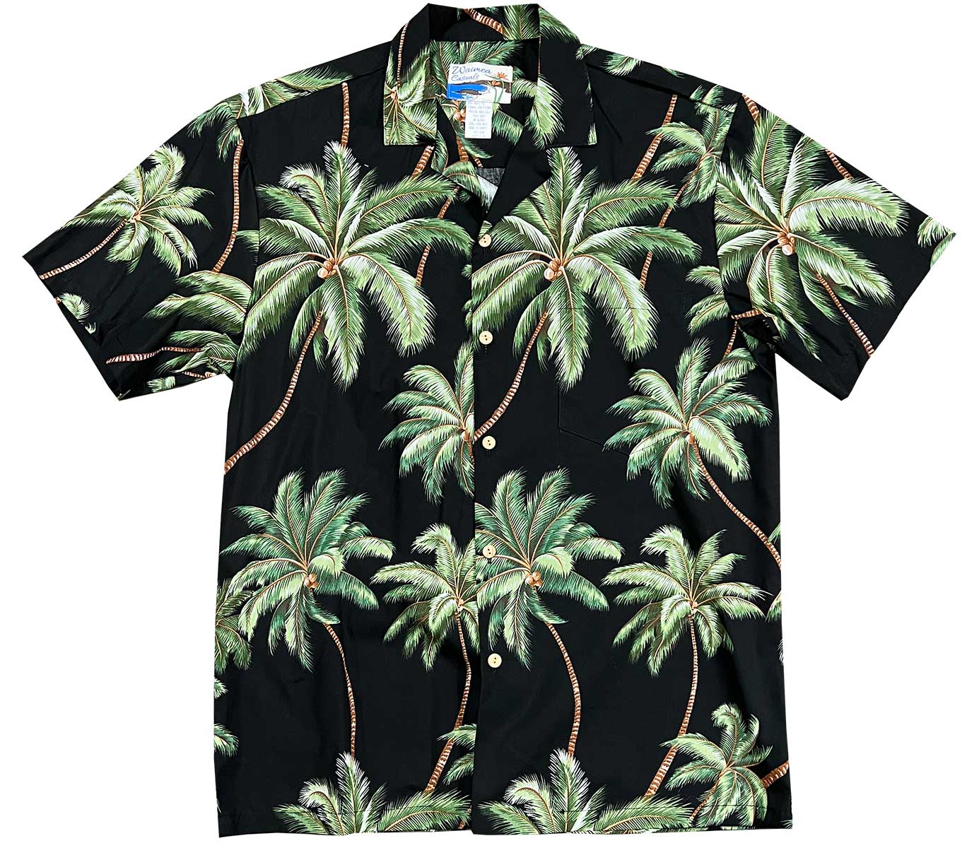 Waimea Casuals Waimea Palms Black Aloha Shirt