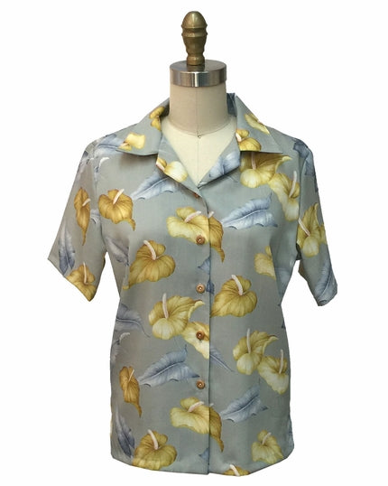Women's Anthurium Anthem Gray Camp Shirt