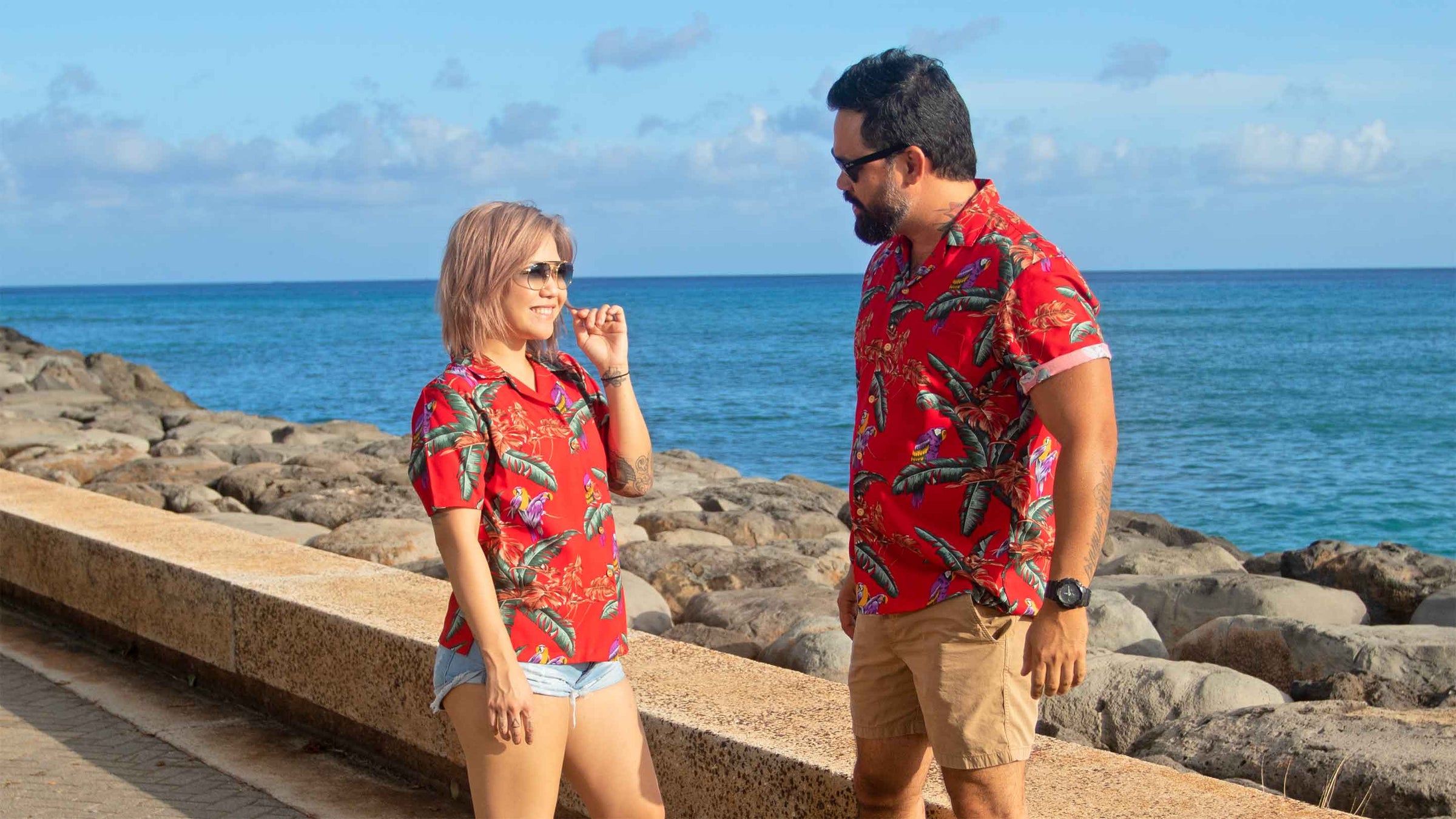 Matching Men's Hawaiian Shirts and Women's Tops and Dresses