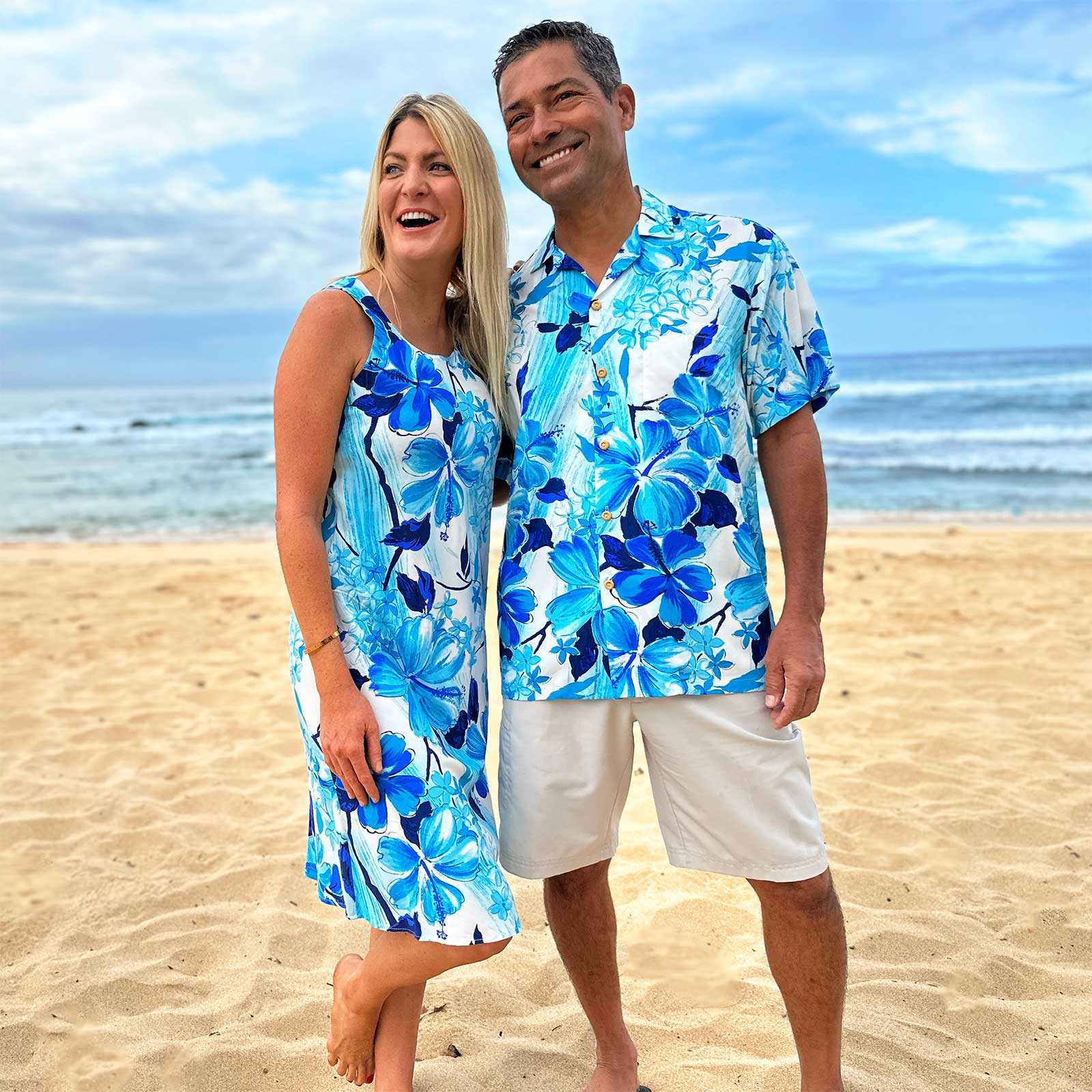 Watercolor Hibiscus Matching Shirts and Dresses