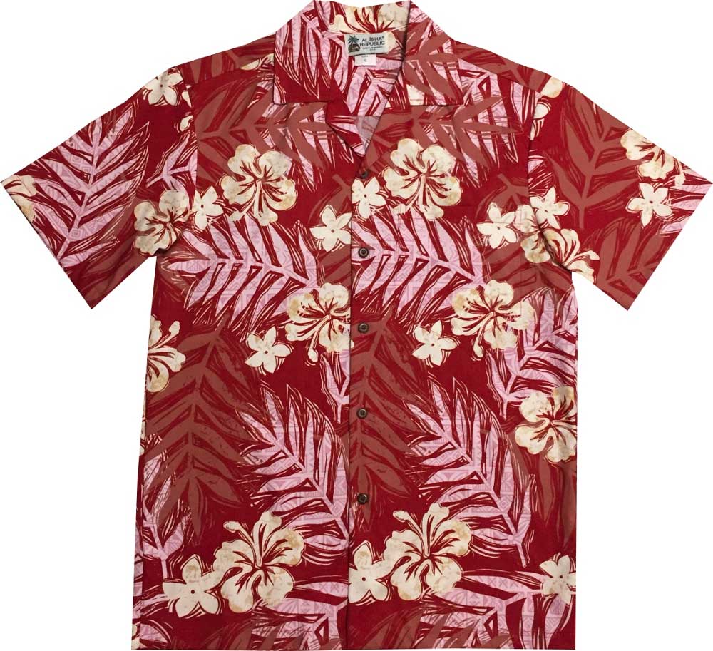 Pacific Garden Red Hawaiian Shirt