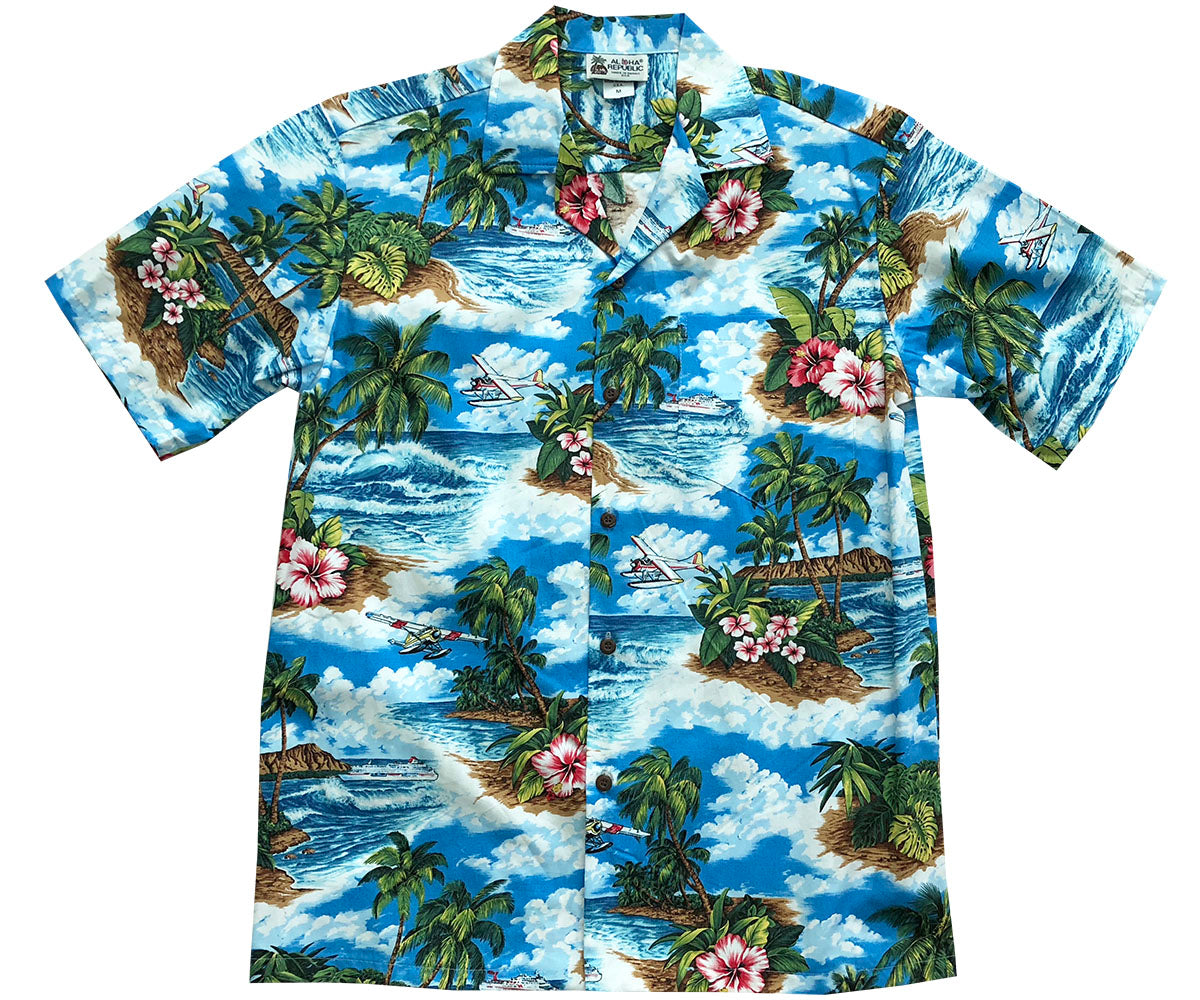 Island Arrival Blue Hawaiian Shirt