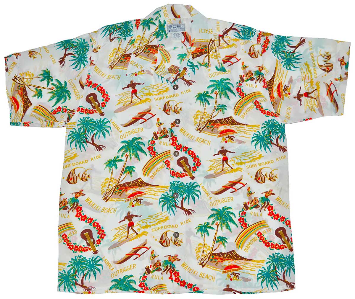 Surfboard Ride Cream Retro Hawaiian Shirt