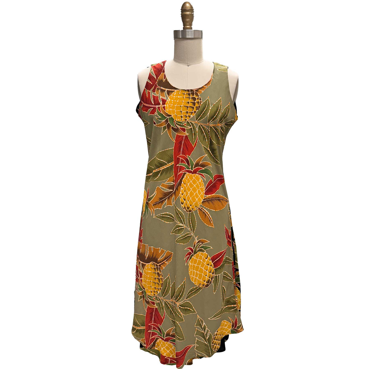 Vintage Pineapple Olive Tank Dress
