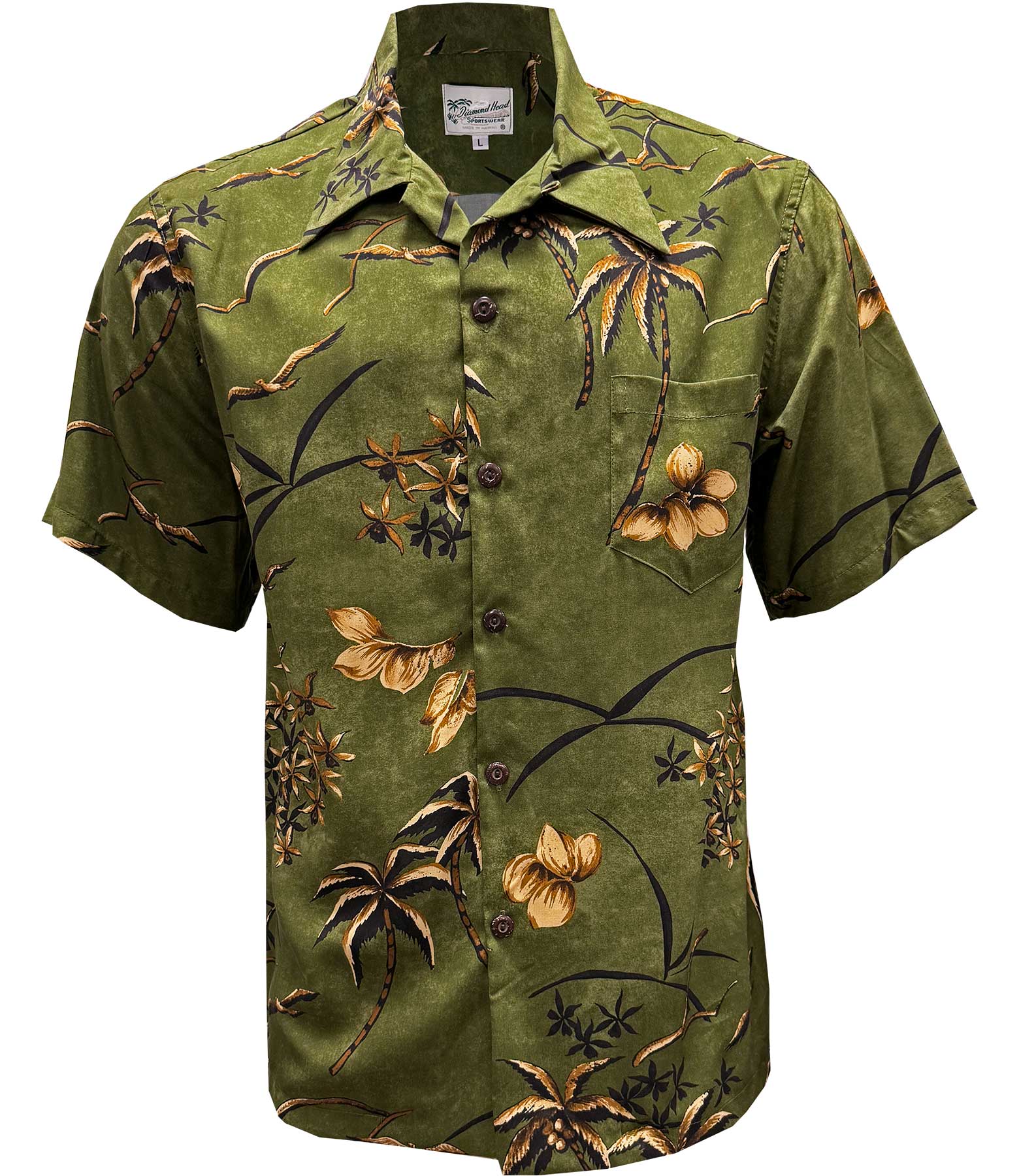 Diamond Head Sportswear Vintage Oasis Palms - Moss | AlohaFunWear.com