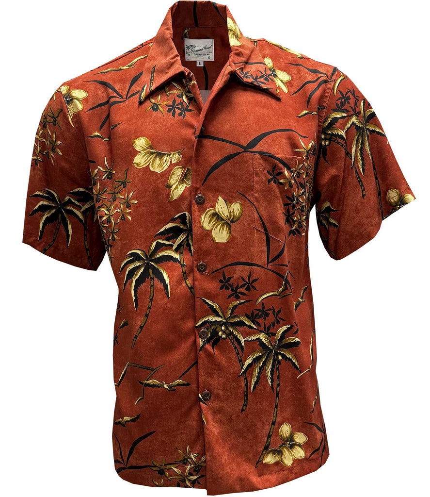Diamond Head Sportswear Vintage Oasis Palms - Rust | AlohaFunWear.com