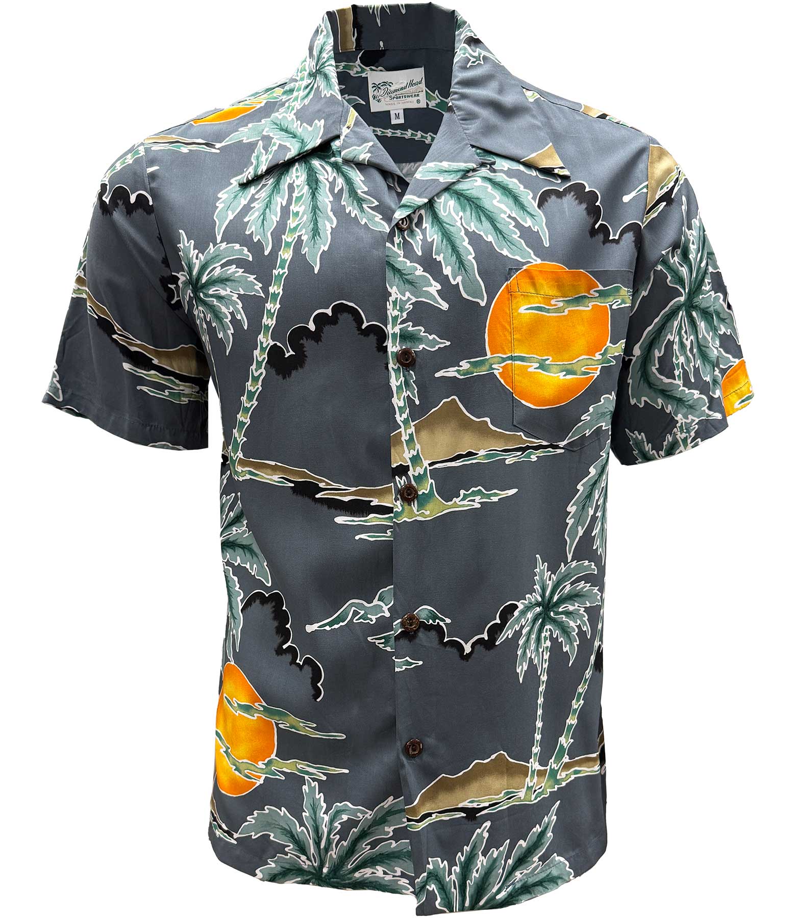Diamond Head Sportswear Retro Scenic Palm - Gray | AlohaFunWear.com