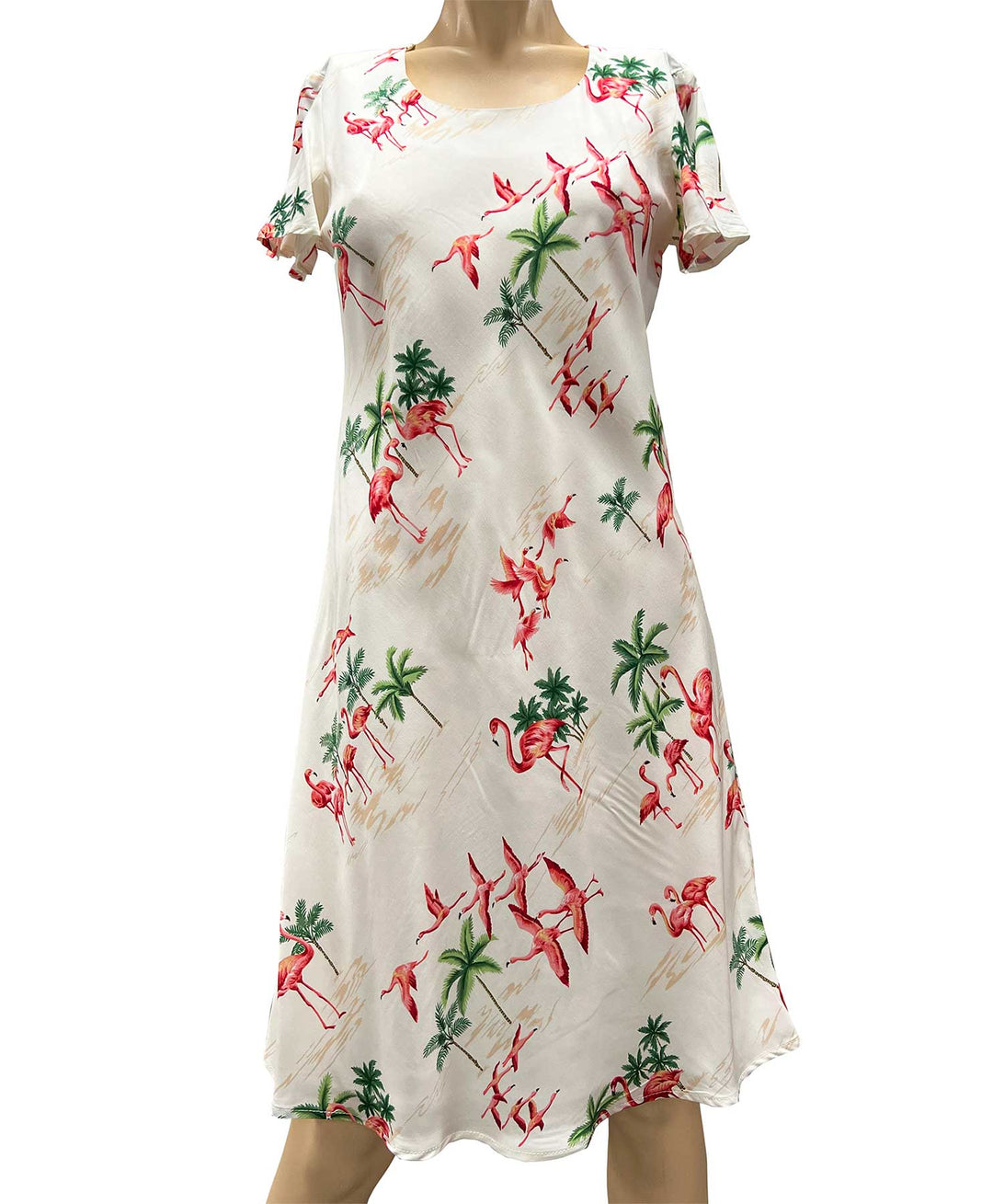 Fine Flamingos A-Line Dress with Cap Sleeves - Sand 2XL By Paradise Found Fine Flamingos A-Line Dress with Cap Sleeves - Sand 2XL By Paradise Found
