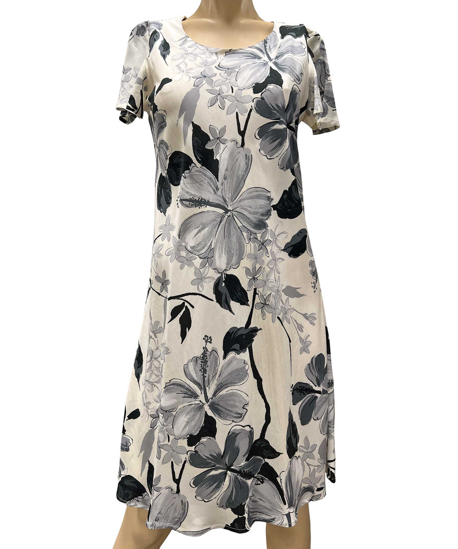 Women's Watercolor Hibiscus Gray Camp Shirt main image 0