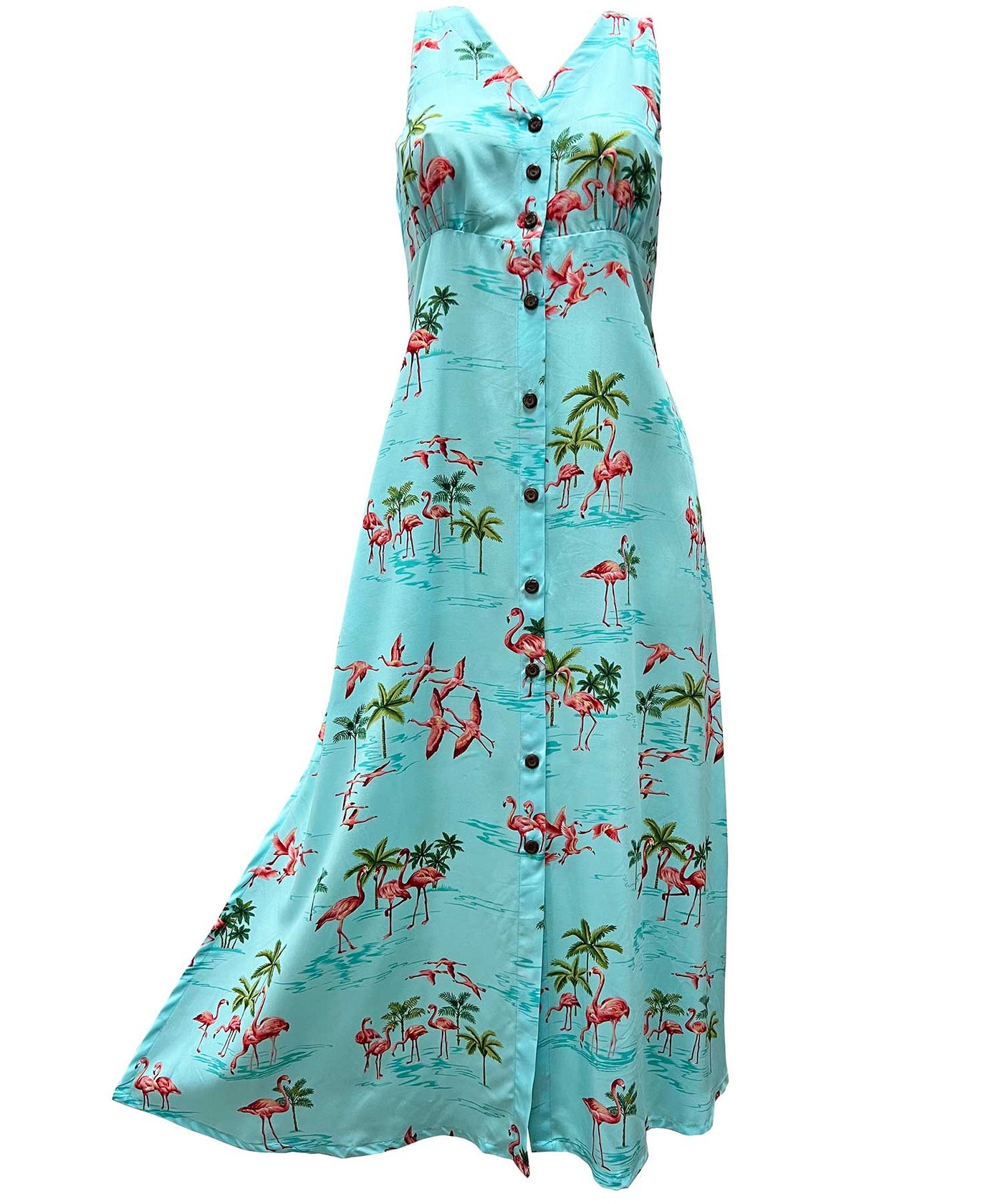 Fine Flamingos Lagoon Button Front Tank Dress