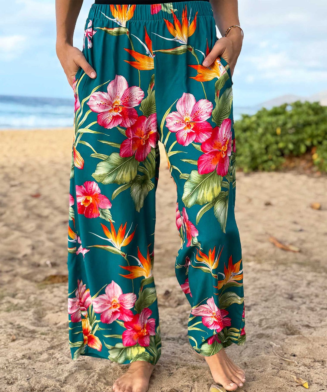 Blooms in Paradise Resort Pants - Cyan
