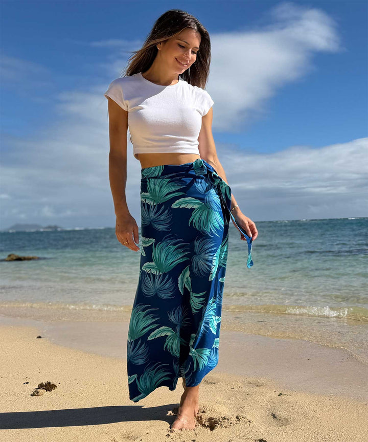 Fan Palm Wrap Skirt - Tropic Blue