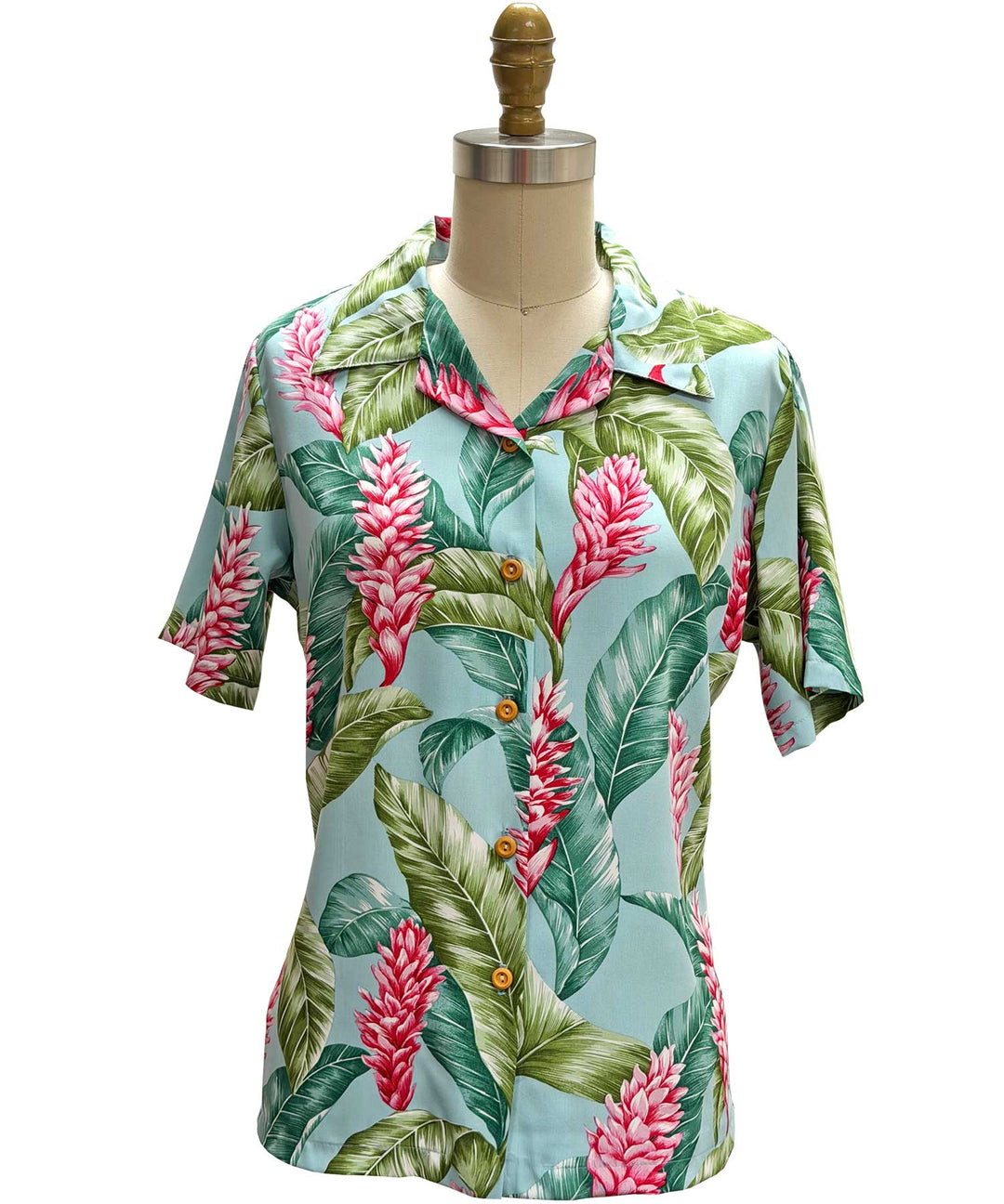 Women's Red Ginger Camp Shirt - Aqua