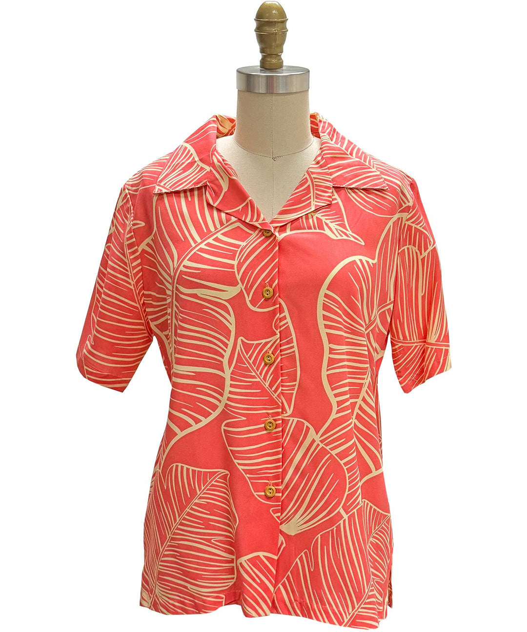 Women's Taro Leaf Camp Shirt - Coral