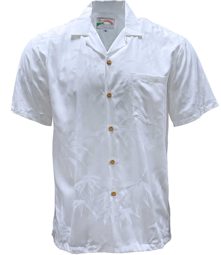 Bamboo Garden White Hawaiian Shirt