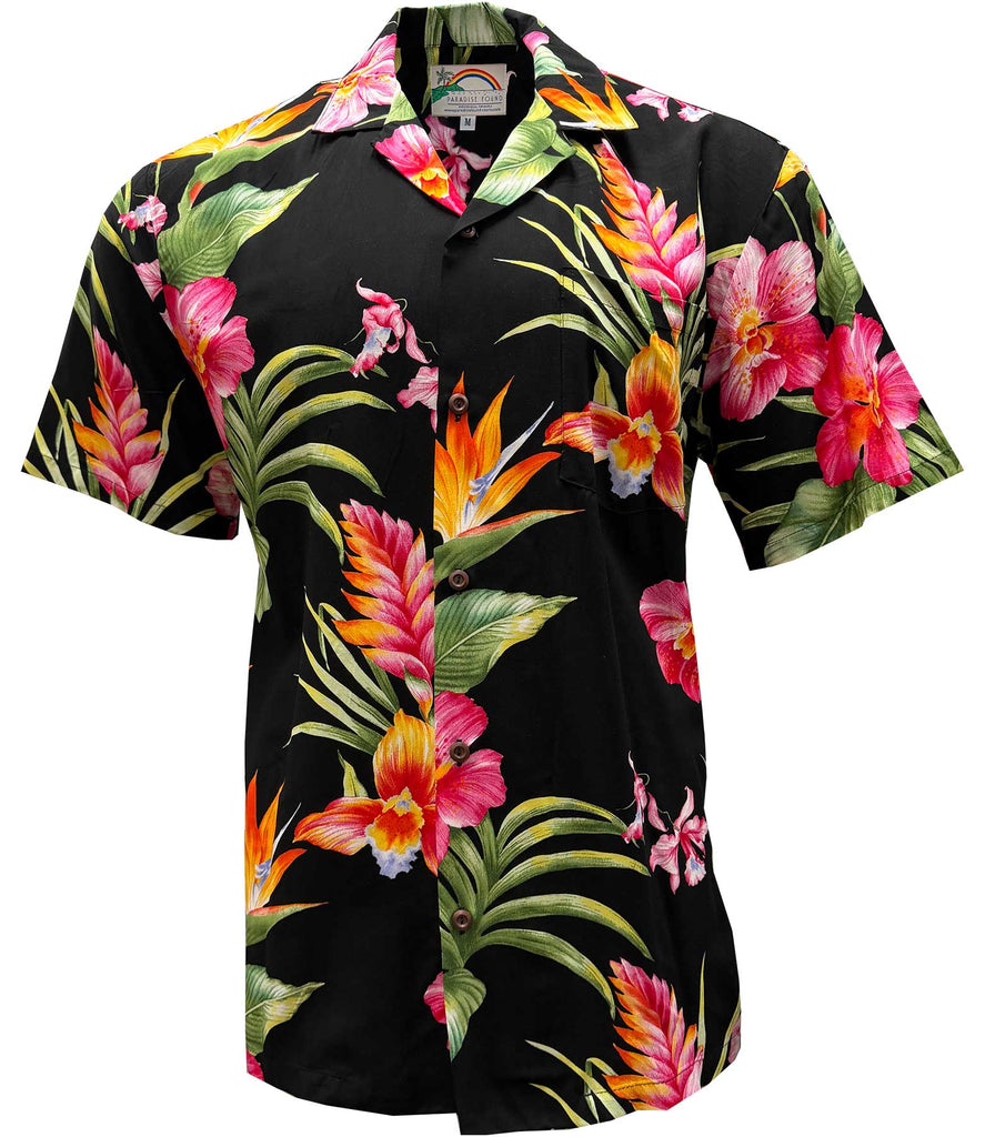 Paradise Found Blooms in Paradise Aloha Shirt - Black