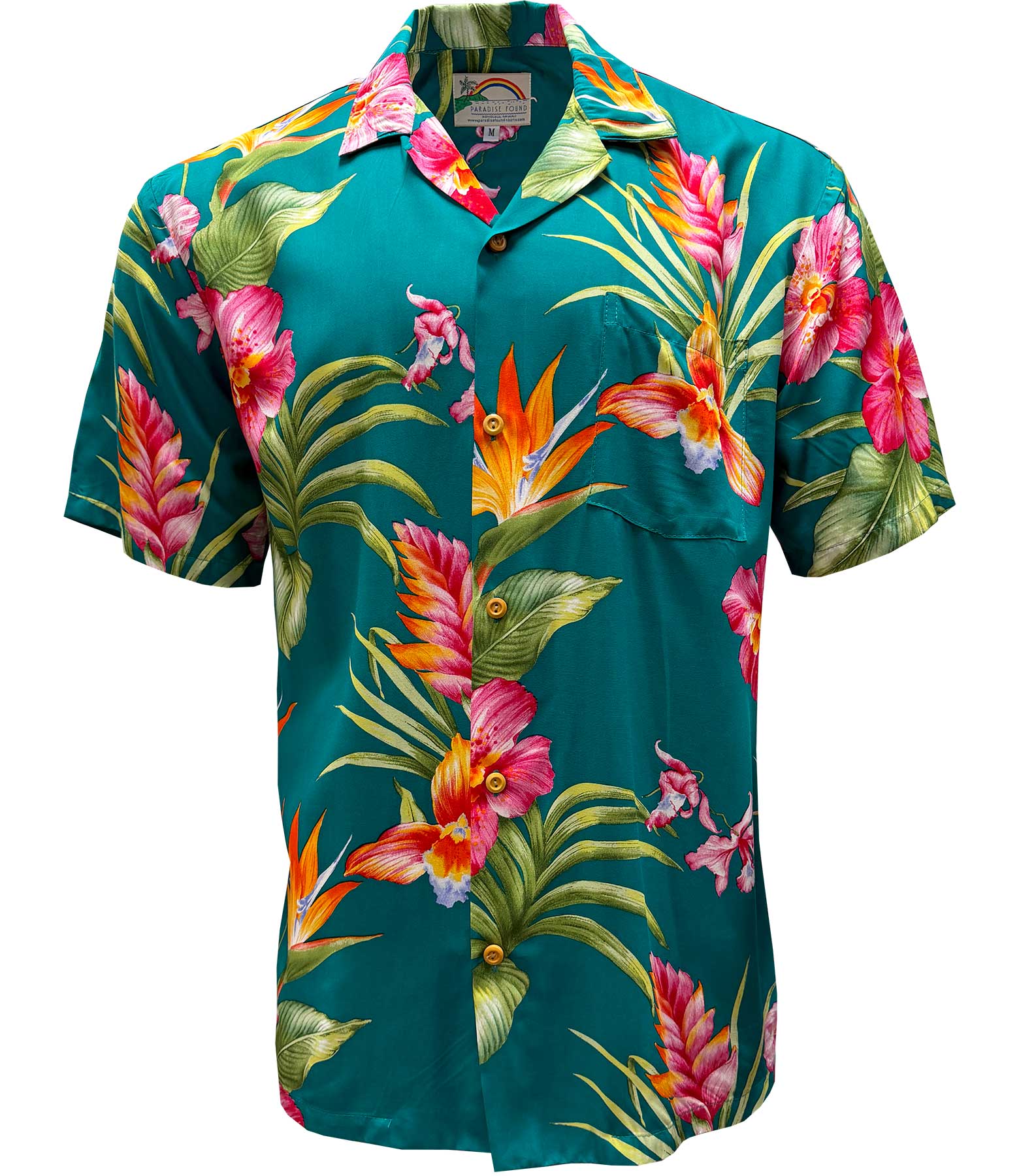 Paradise Found Blooms in Paradise Aloha Shirt - Cyan