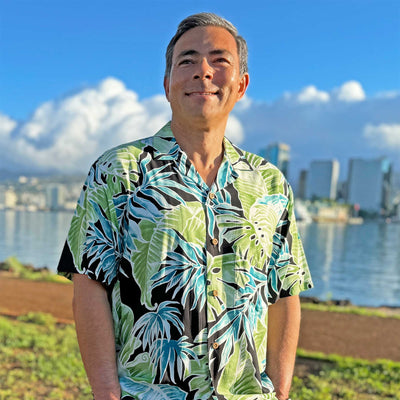 Cabana Palms Black Hawaiian Shirt