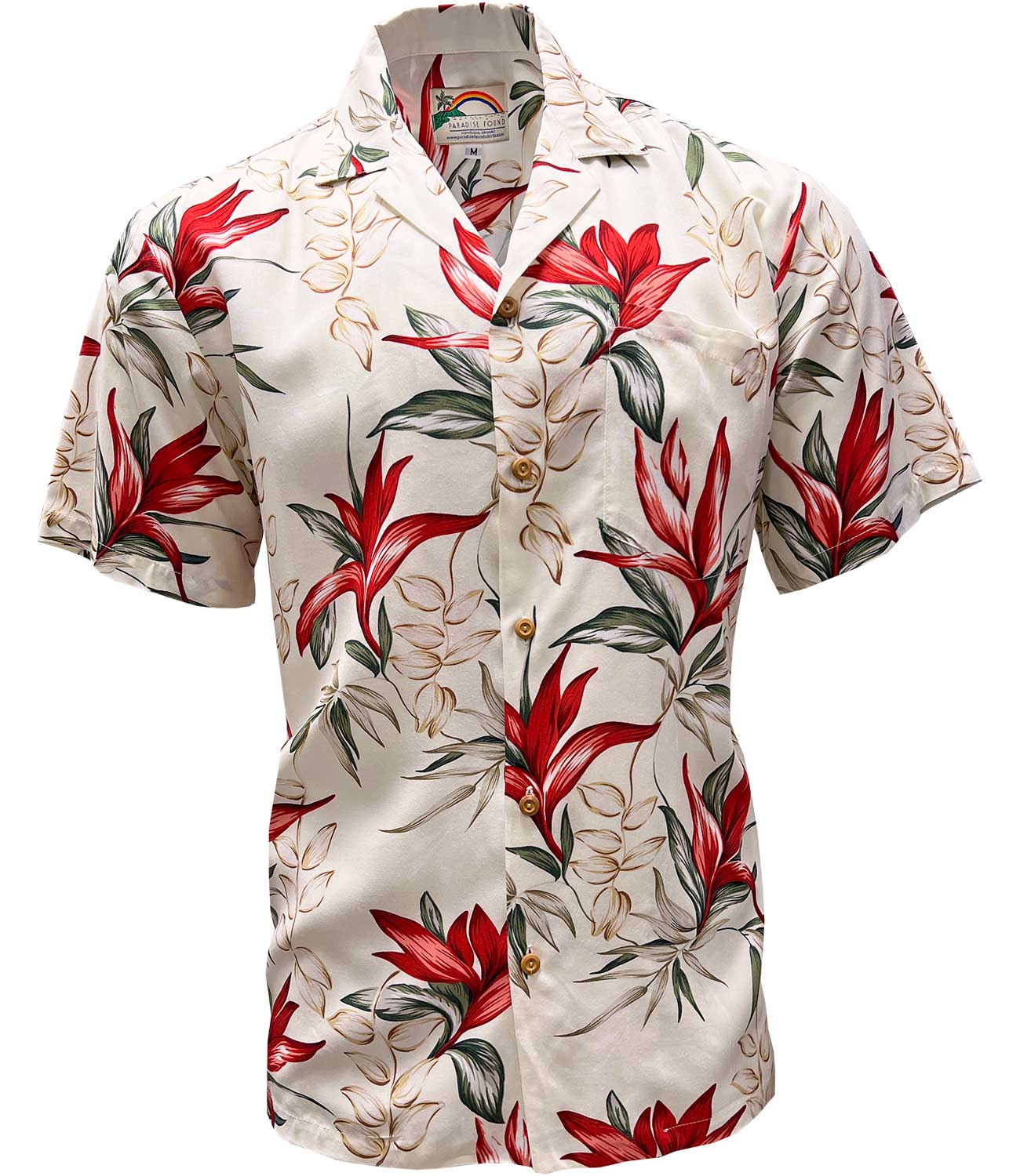 Heliconia and Paradise Cream Hawaiian Shirt