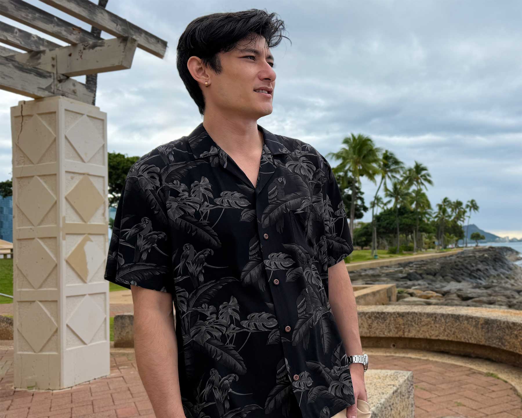 Paradise Found Jungle Bird Aloha Shirt - Midnight | AlohaFunWear.com