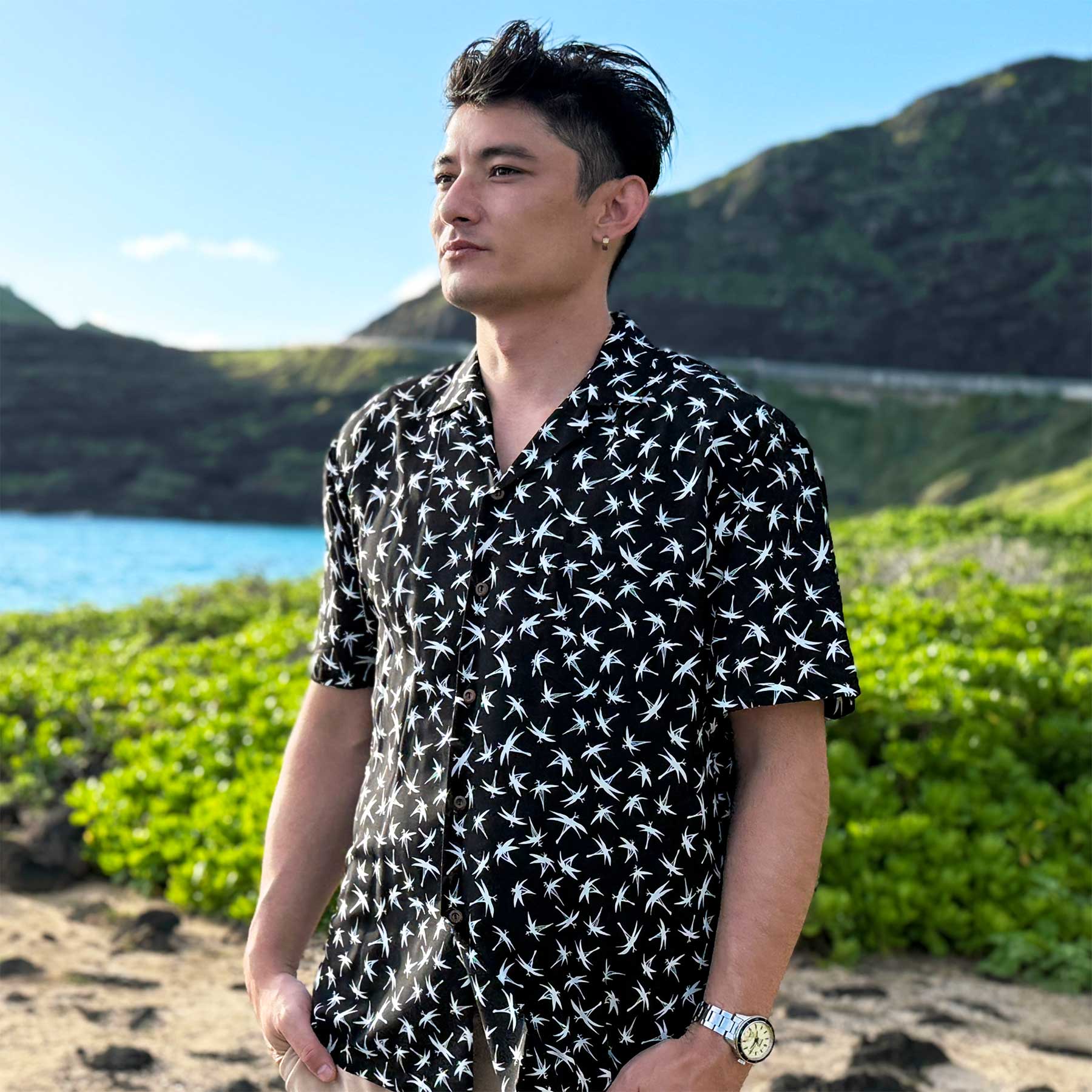 ジョン・アルホーグ「サウスパシフィック・パラダイス」 Paradise Found Midnight Bamboo - Black | AlohaFunWear.com