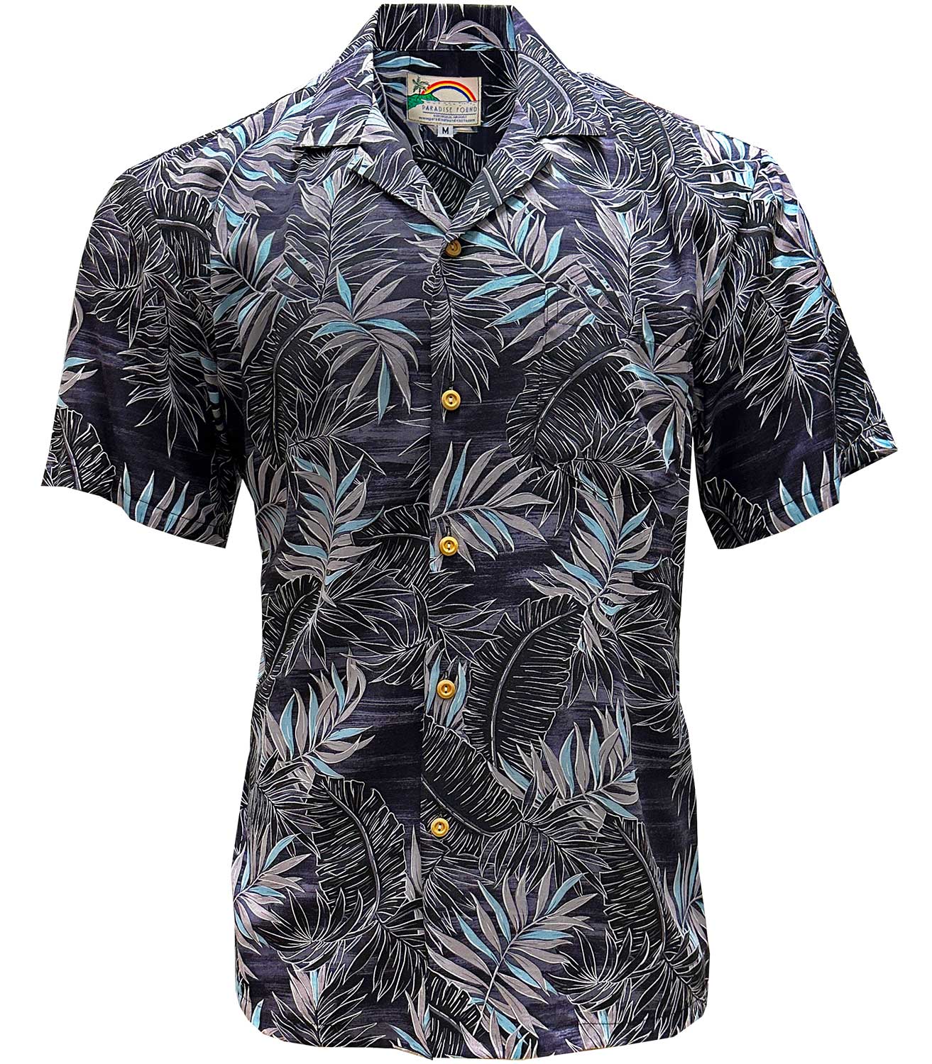 Paradise Found Midnight Palm Black Hawaiian Shirt | AlohaFunWear.com