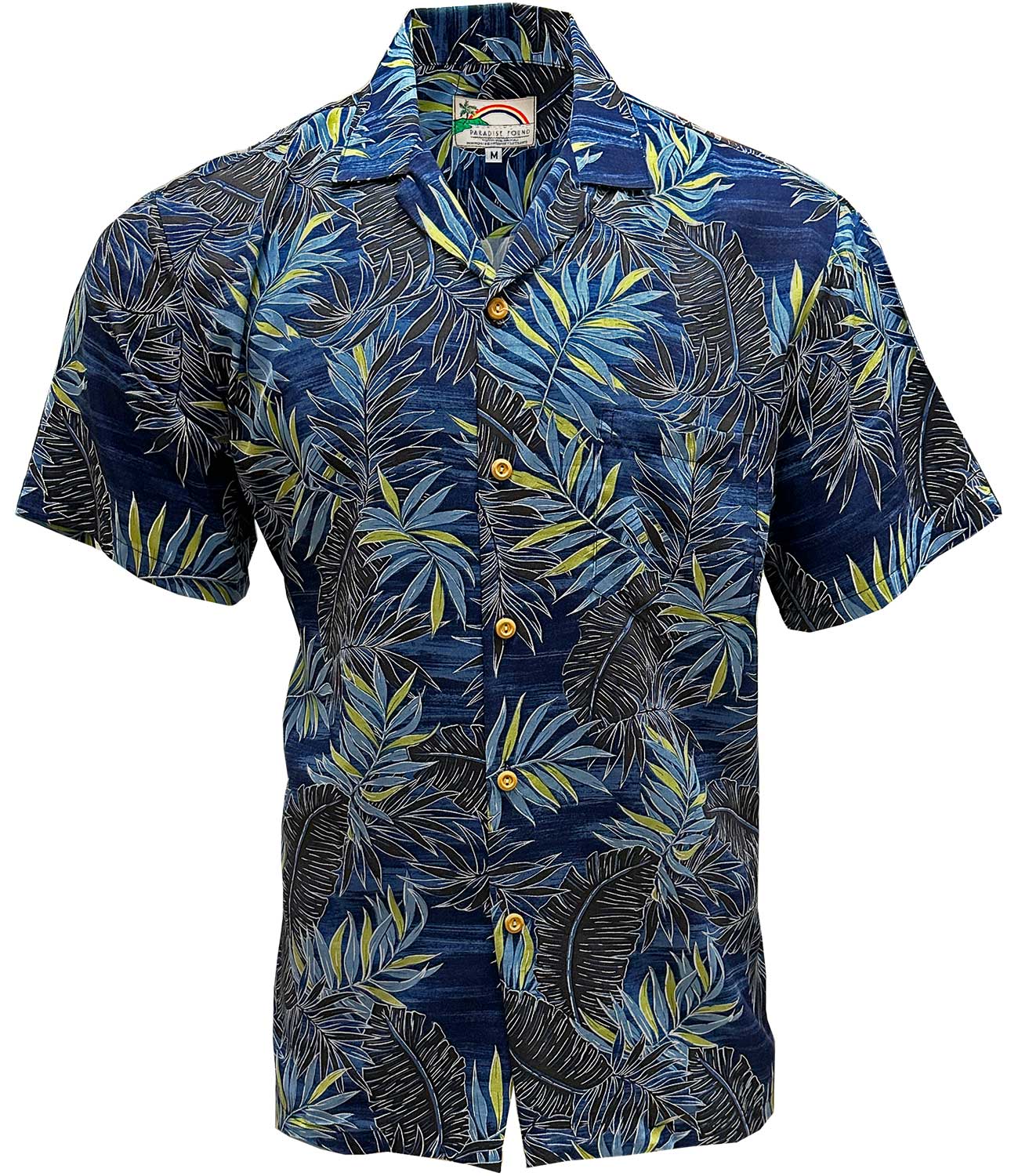 Paradise Found Midnight Palm Navy Hawaiian Shirt | AlohaFunWear.com