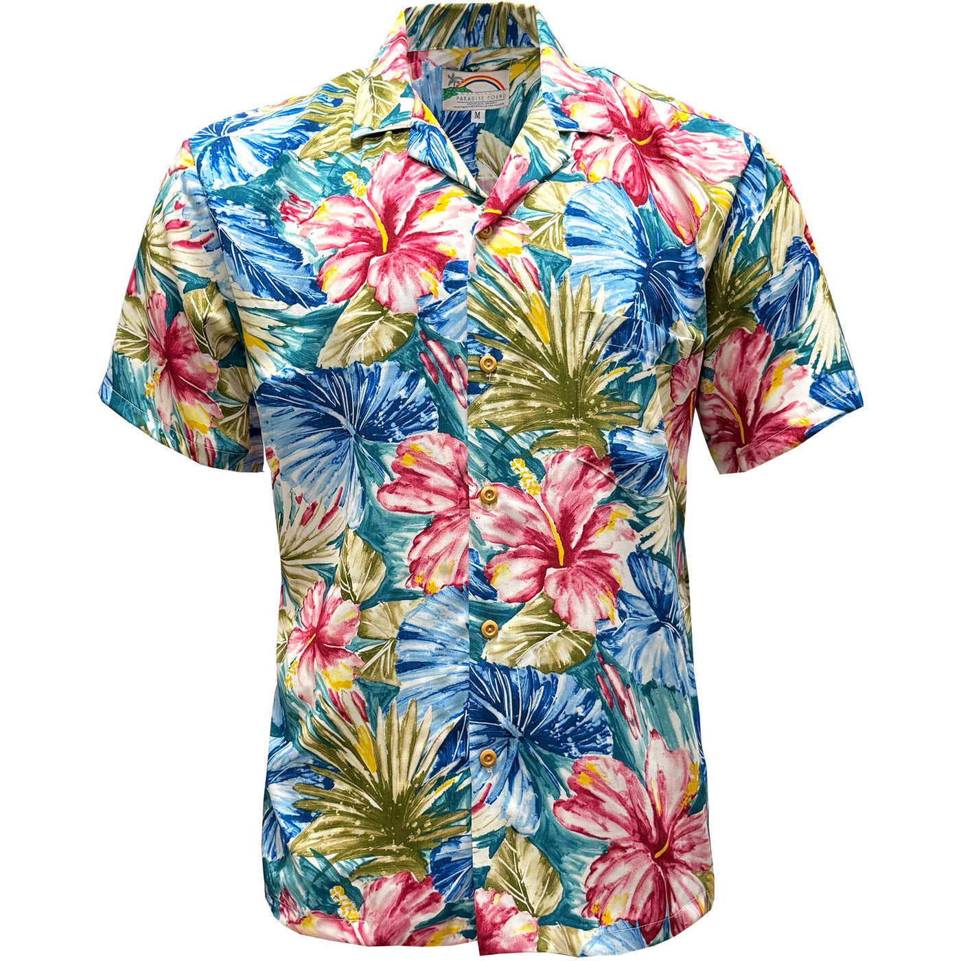 Painted Hibiscus Teal Hawaiian Shirt