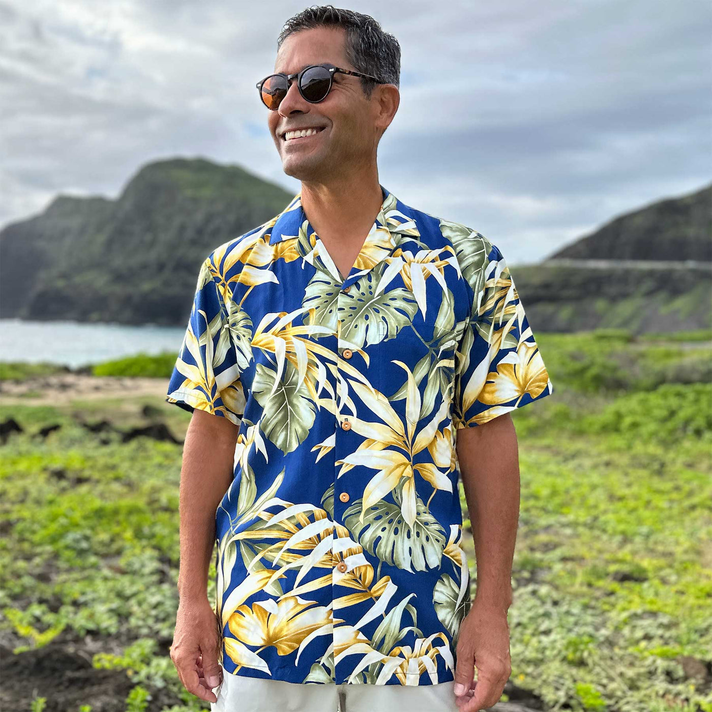 Island Rainforest Navy Hawaiian Shirt