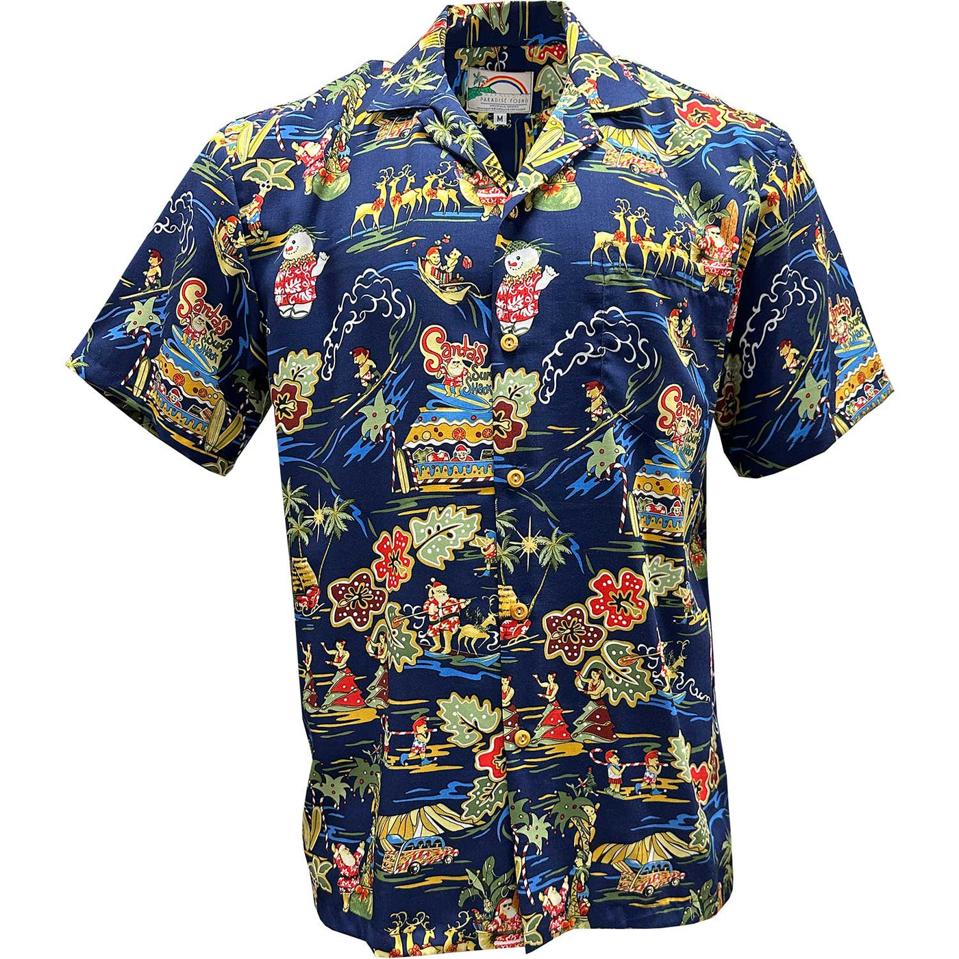 Santa's Surf Shack Navy Hawaiian Shirt