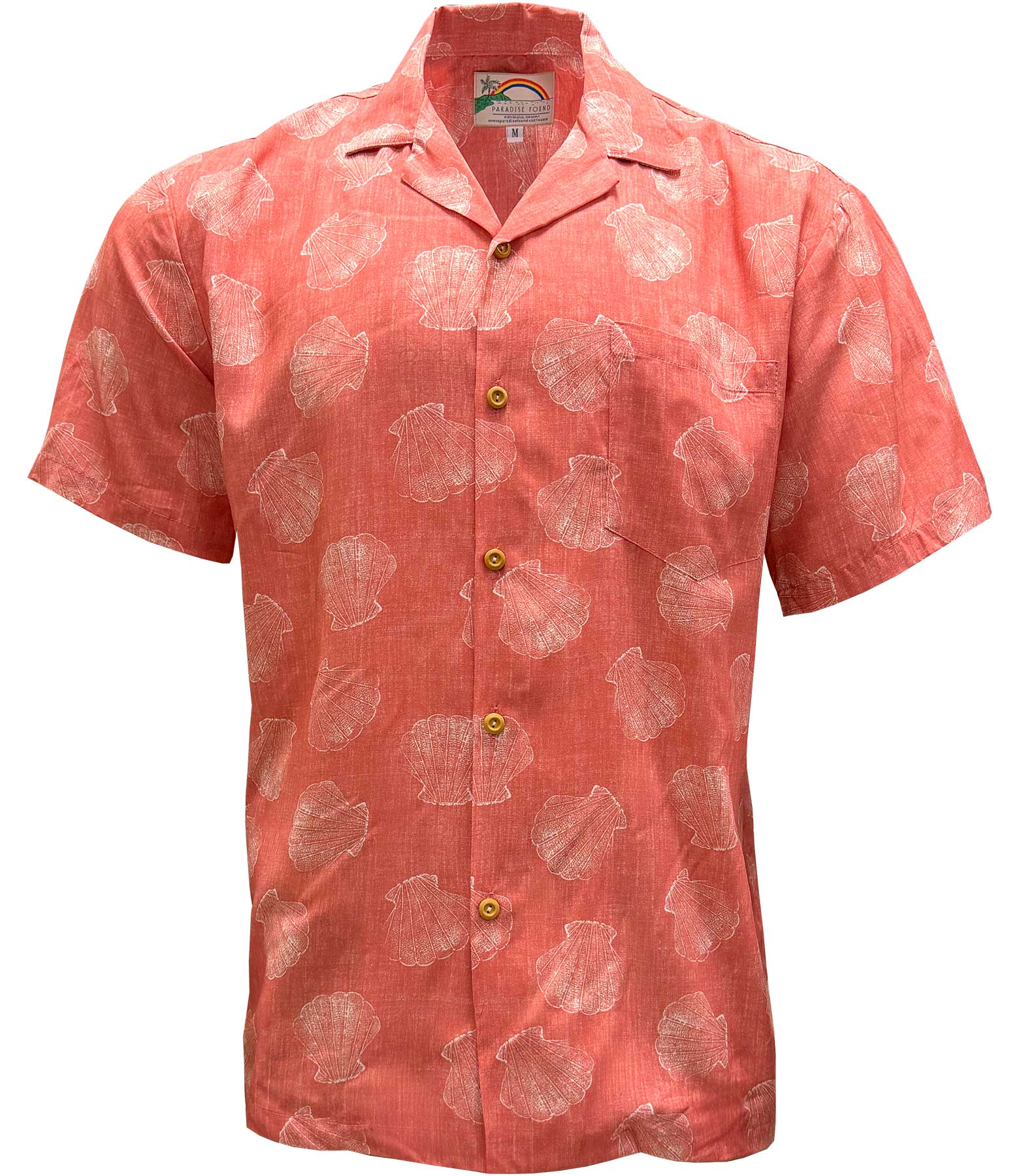 Paradise Found Shells Aloha Shirt - Coral | AlohaFunWear.com