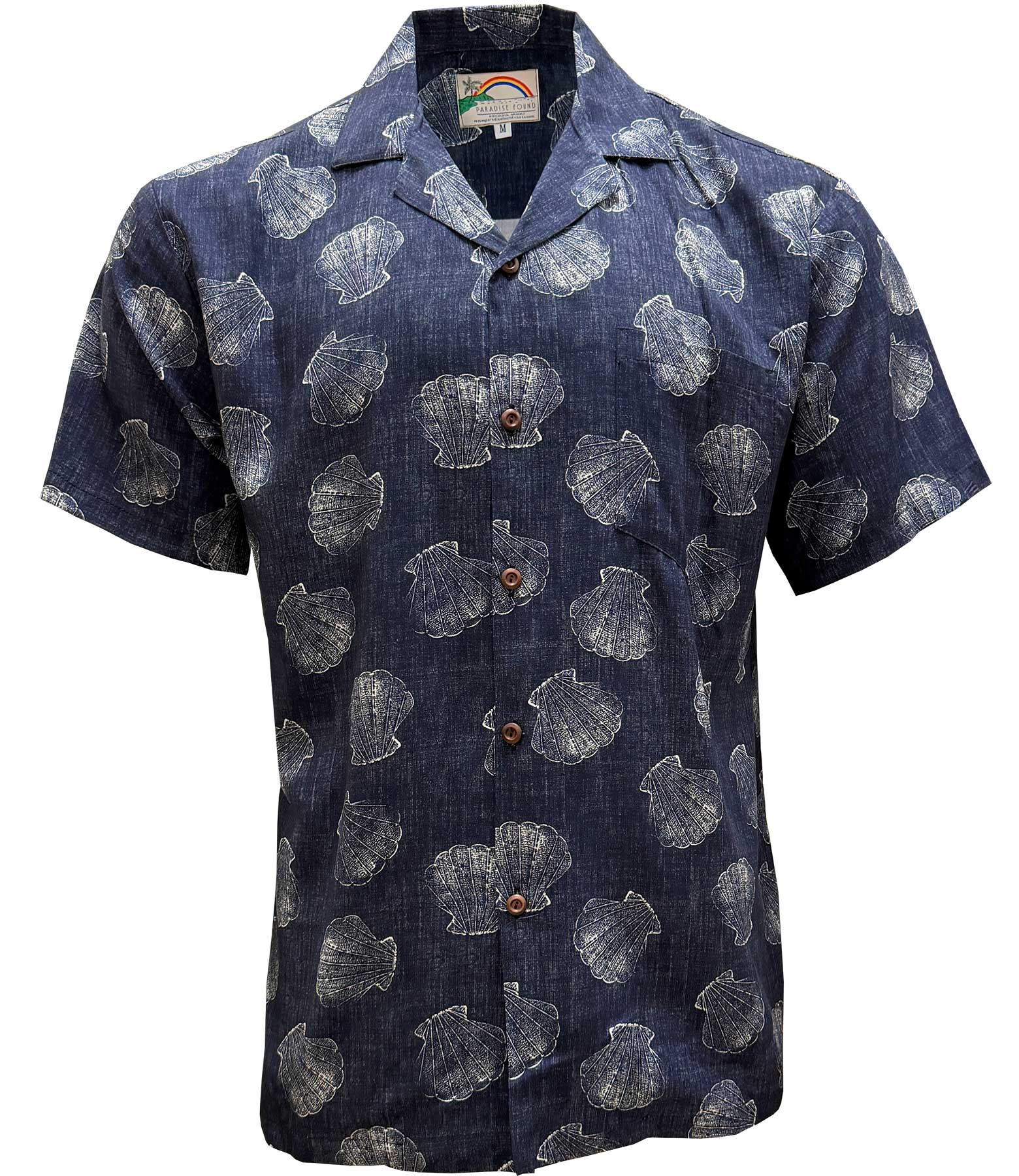 Paradise Found Shells Aloha Shirt - Denim | AlohaFunWear.com