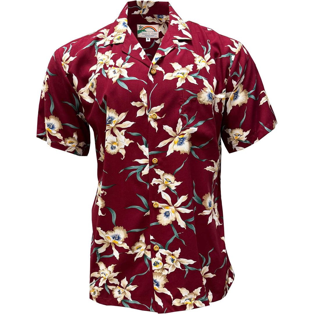 Star Orchid Burgundy Hawaiian Shirt