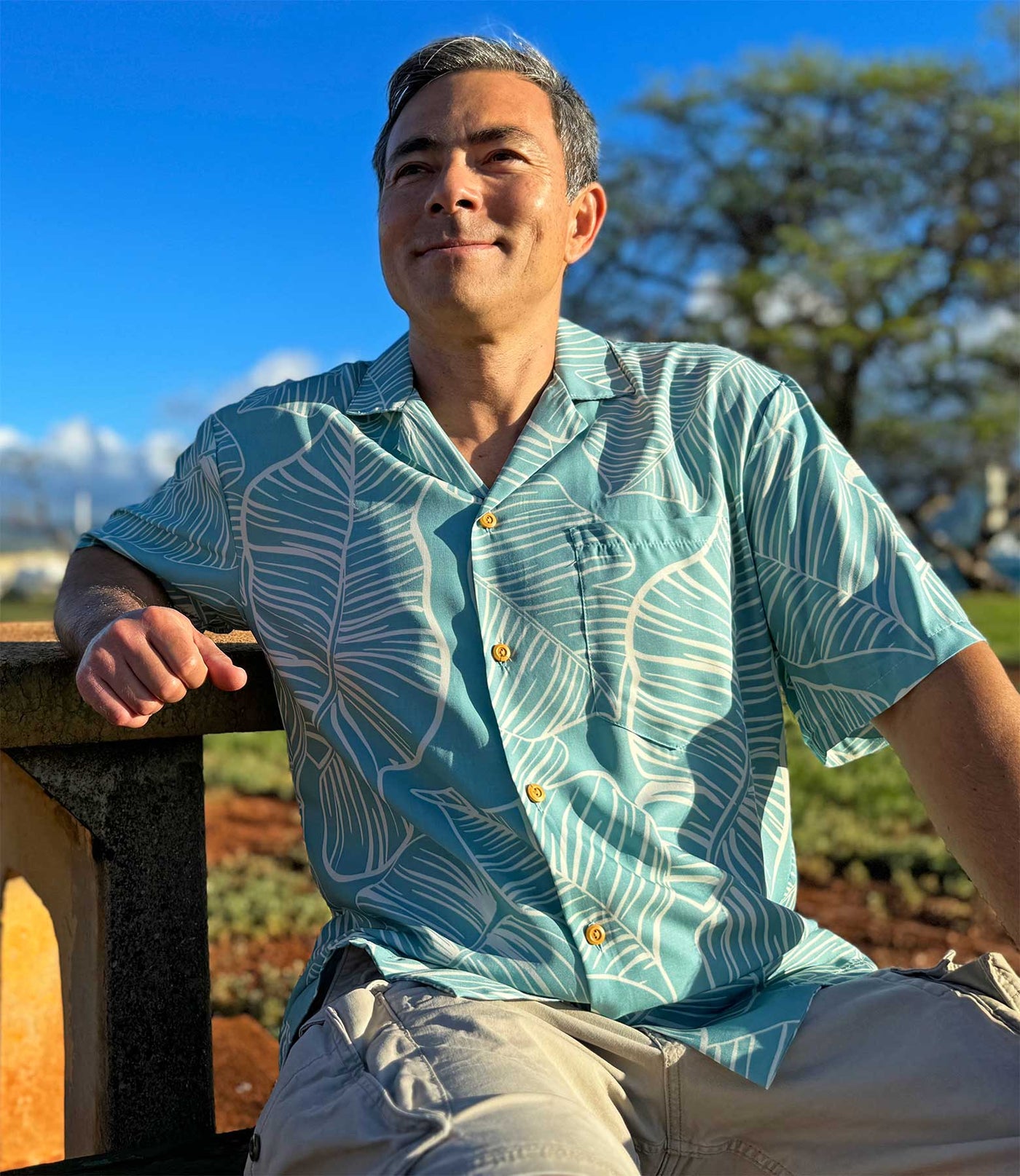 Taro Leaf Aqua Hawaiian Shirt