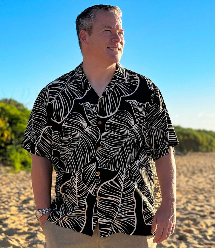 Taro Leaf Midnight Hawaiian Shirt