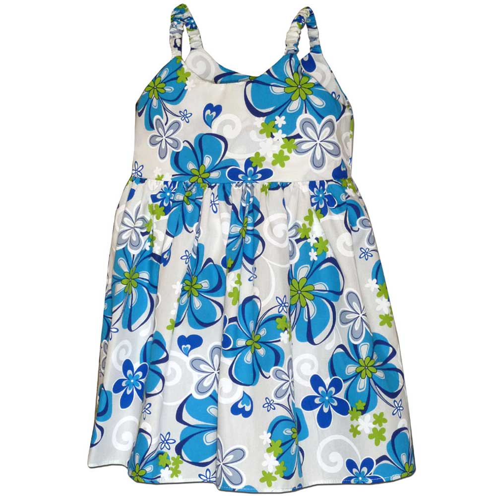 Hibiscus Playground Blue Girl's Bungee Dress