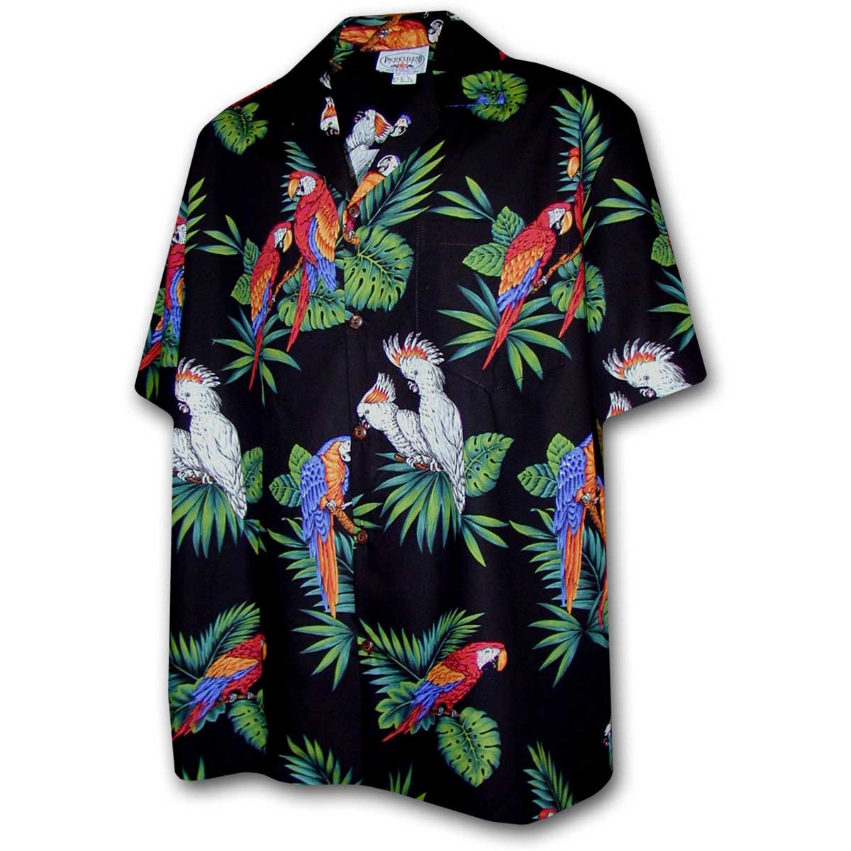 Wild Parrots Black Hawaiian Shirt