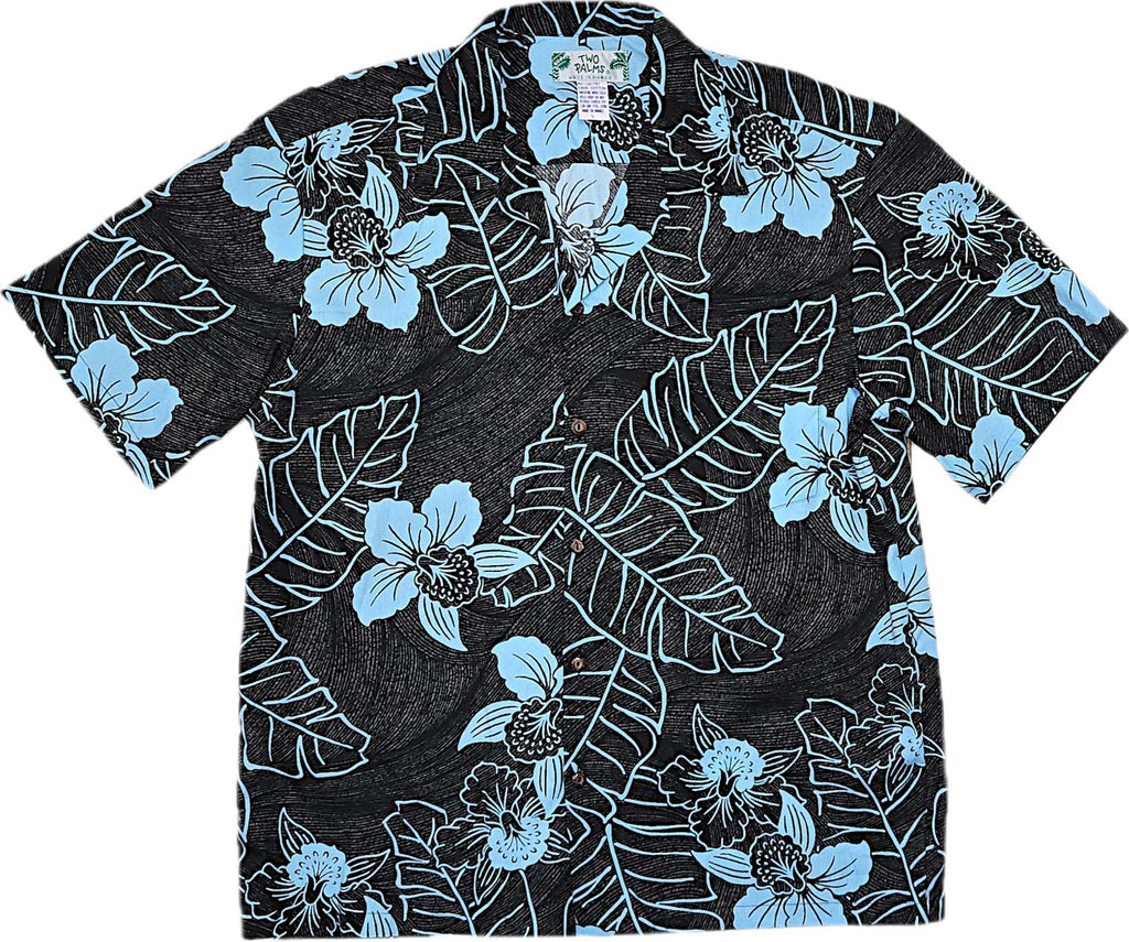 Niihau Black Hawaiian Shirt - Two Palms – AlohaFunWear.com
