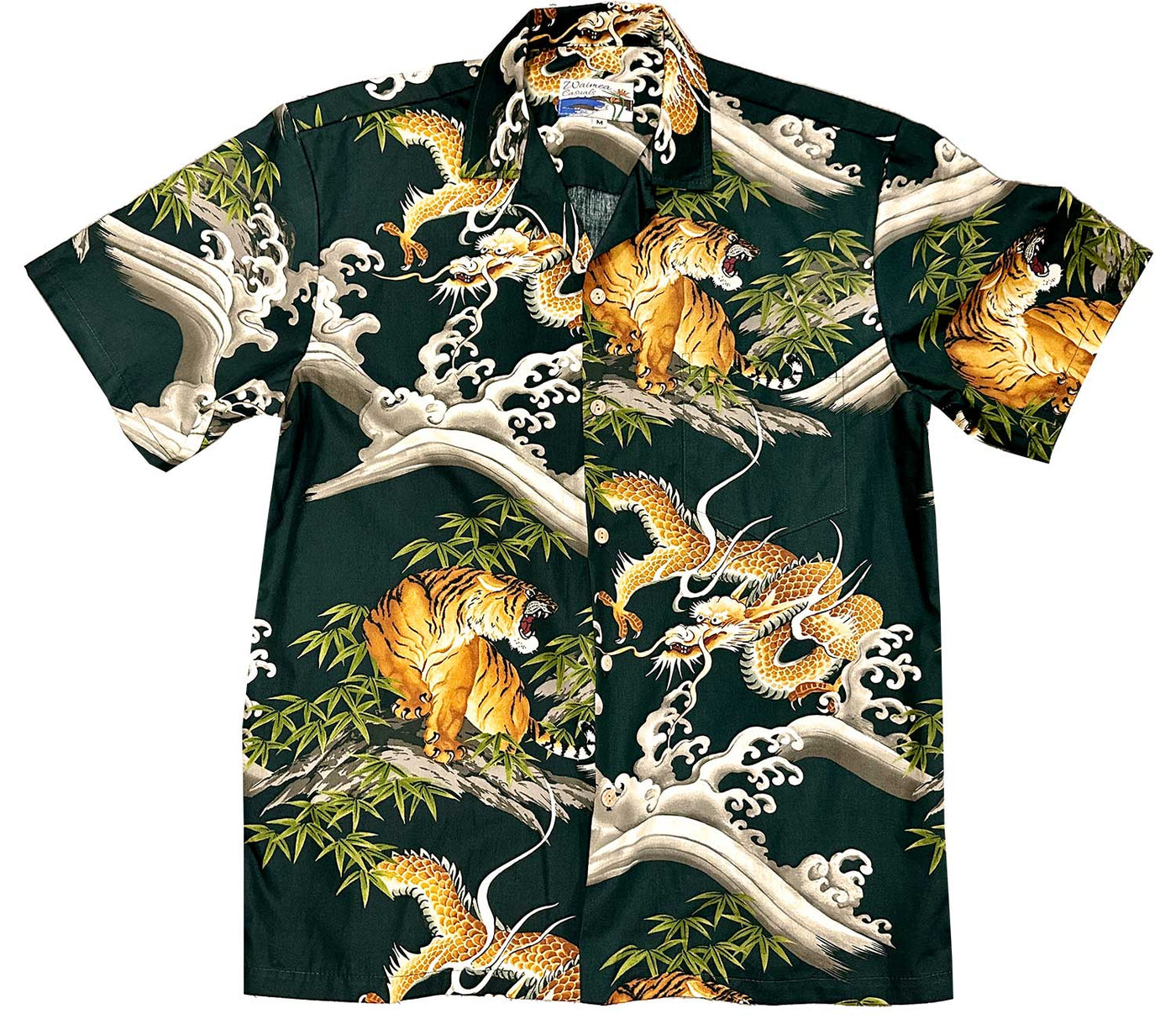 Dragons & Tigers Green Hawaiian Shirt