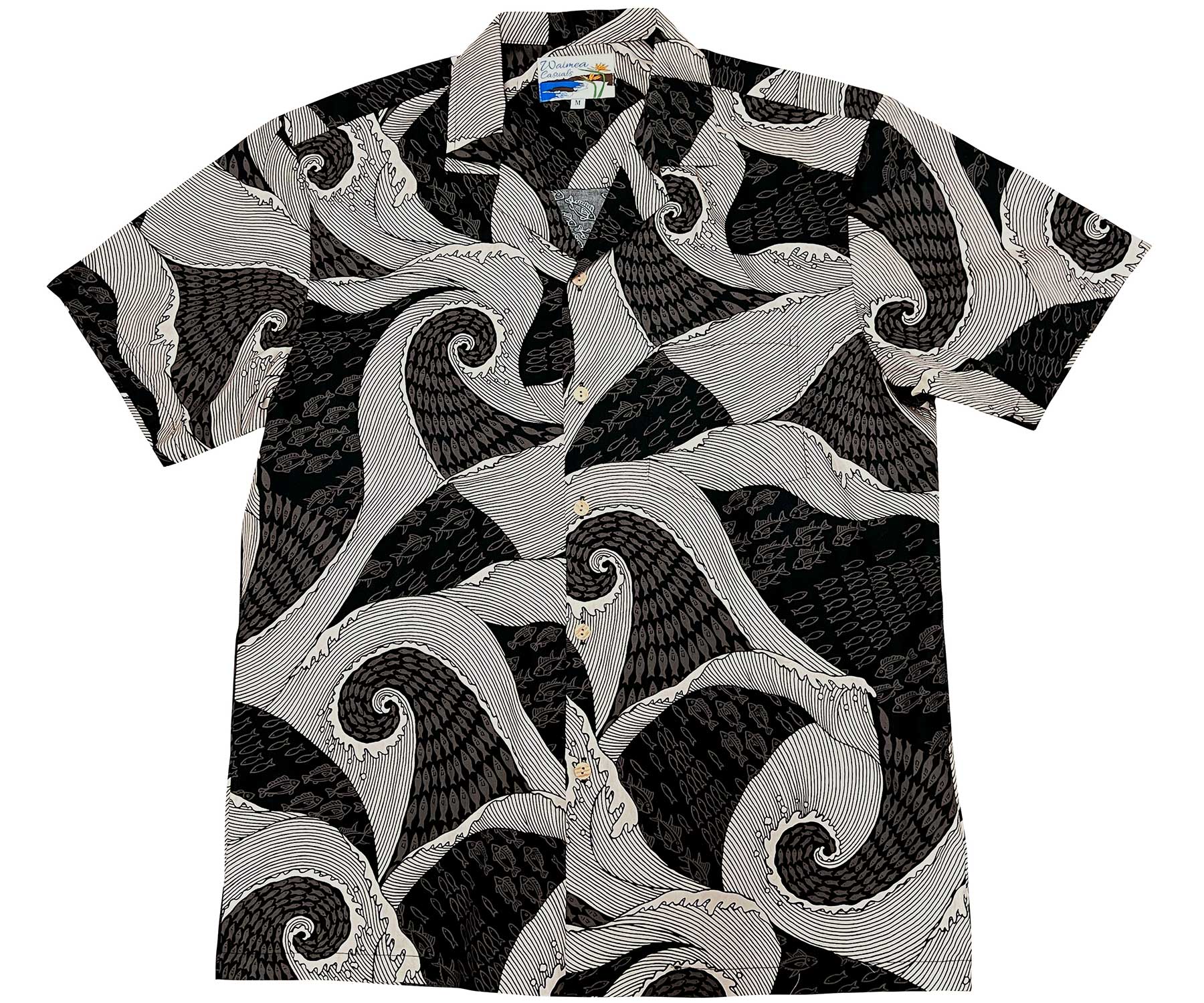 Waves Black Hawaiian Shirt – AlohaFunWear.com